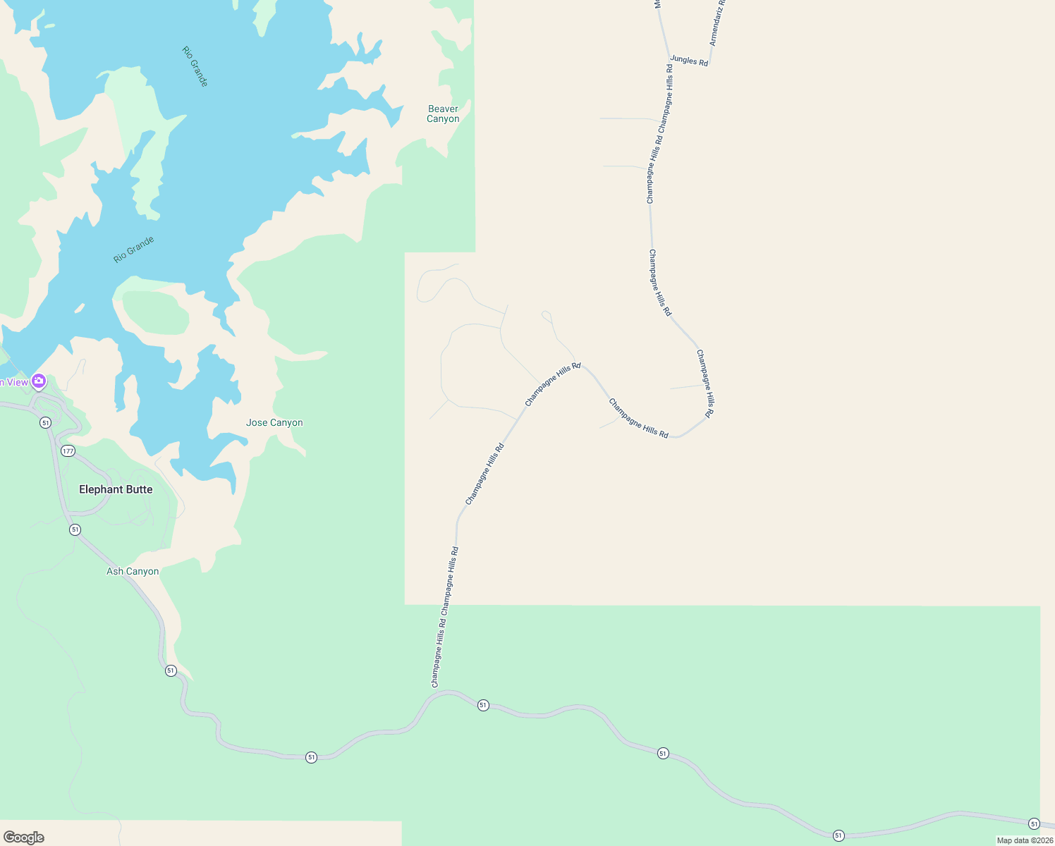 map of restaurants, bars, coffee shops, grocery stores, and more near Champagne Hills Road in Truth or Consequences