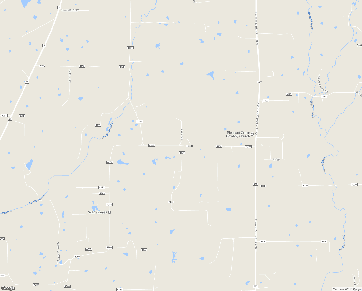 map of restaurants, bars, coffee shops, grocery stores, and more near 455 County Road 4280 in Decatur