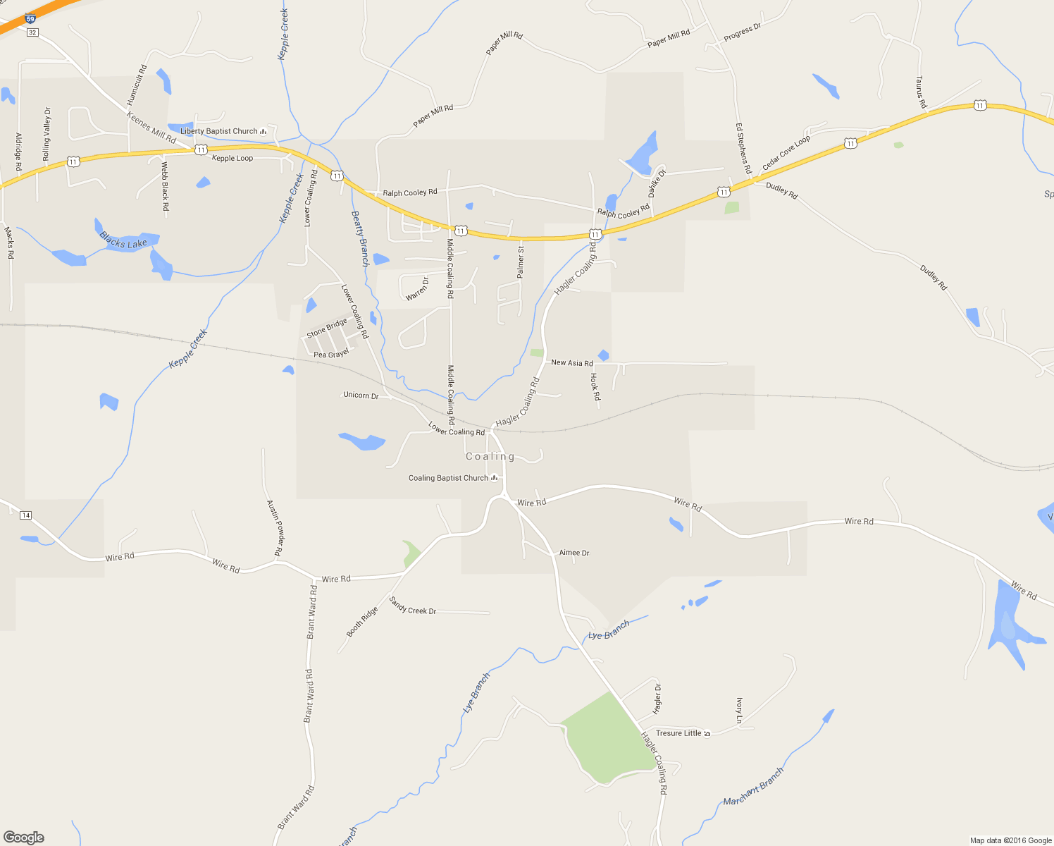 map of restaurants, bars, coffee shops, grocery stores, and more near 11088 Hagler Coaling Road in Coaling