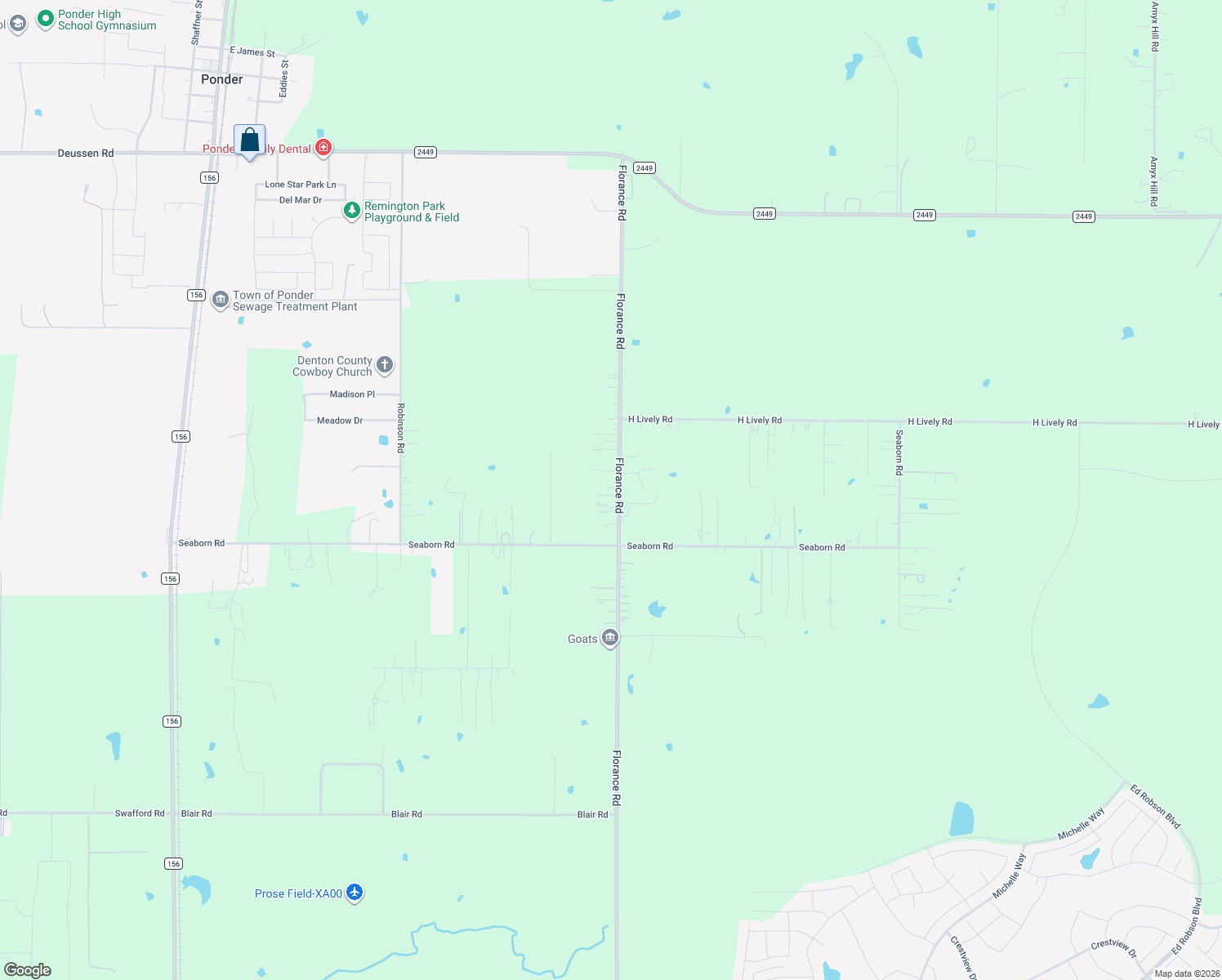 map of restaurants, bars, coffee shops, grocery stores, and more near 7851 Crossacres Drive in Ponder
