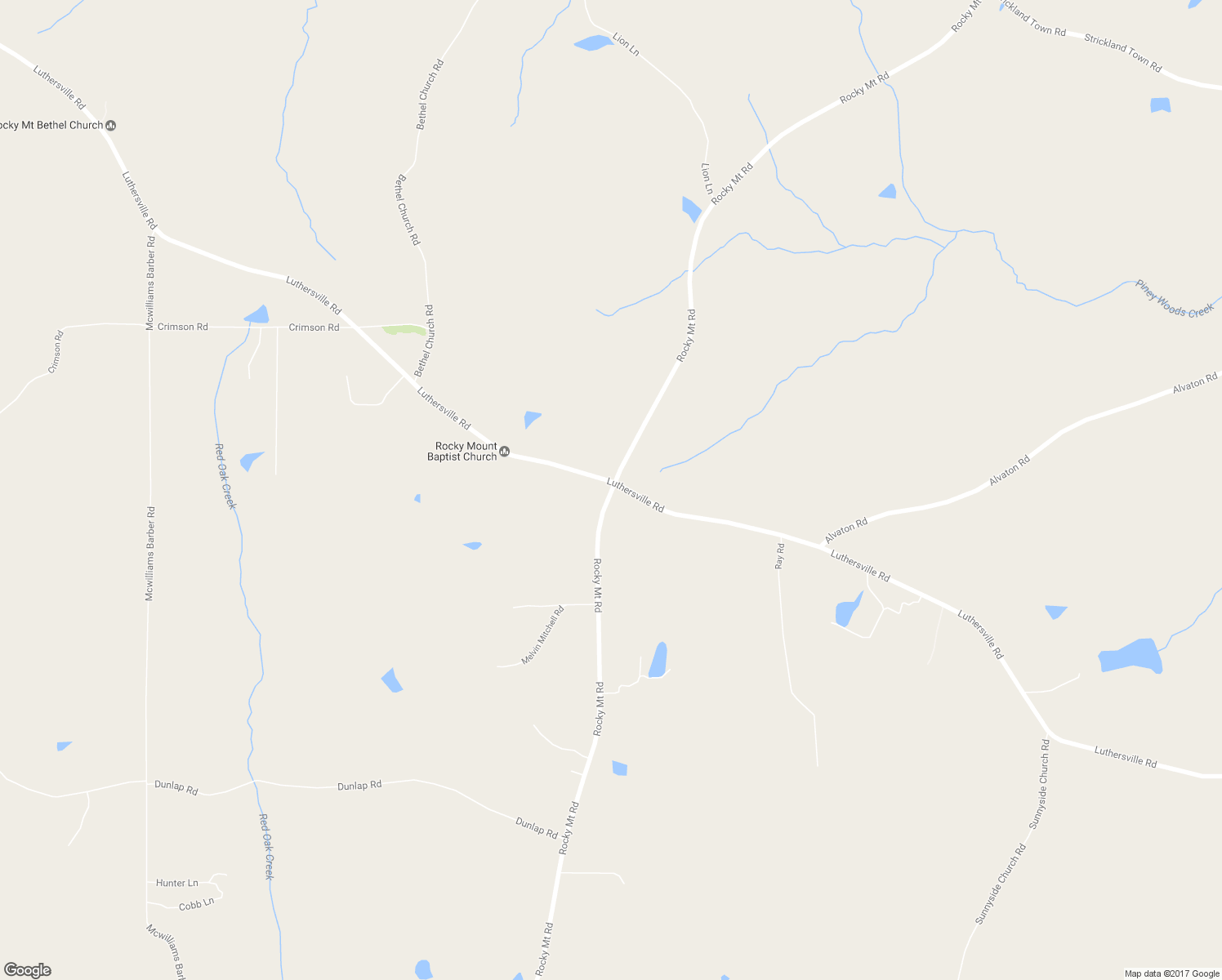 map of restaurants, bars, coffee shops, grocery stores, and more near 7892 Rocky Mount Road in Luthersville