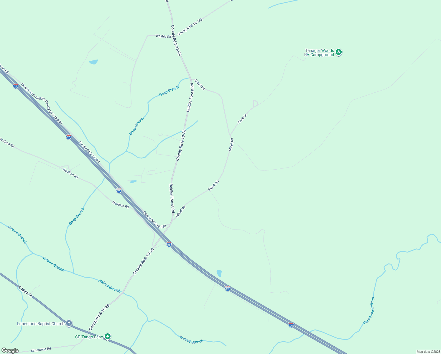 map of restaurants, bars, coffee shops, grocery stores, and more near 241 Mizell Road in Dorchester County