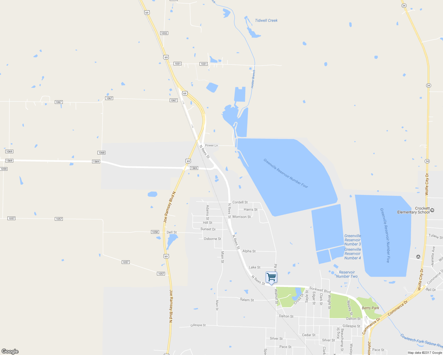 map of restaurants, bars, coffee shops, grocery stores, and more near 1216 North Rees Street in Greenville