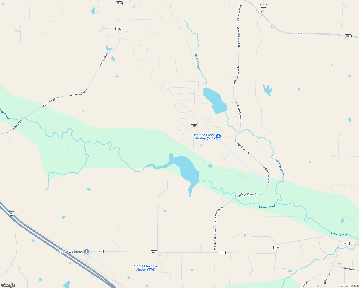 map of restaurants, bars, coffee shops, grocery stores, and more near 1447 Private Road 4219 in Decatur