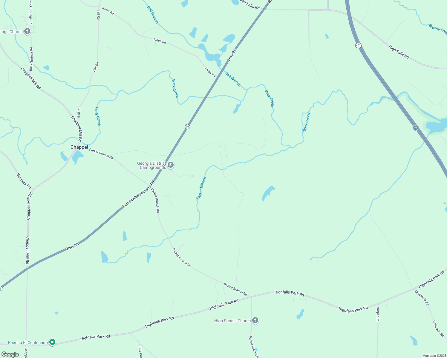 map of restaurants, bars, coffee shops, grocery stores, and more near 296 Possum Trot Road in Barnesville