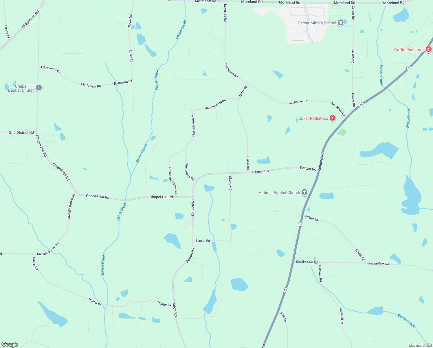 map of restaurants, bars, coffee shops, grocery stores, and more near 289 Patton Rd in Griffin