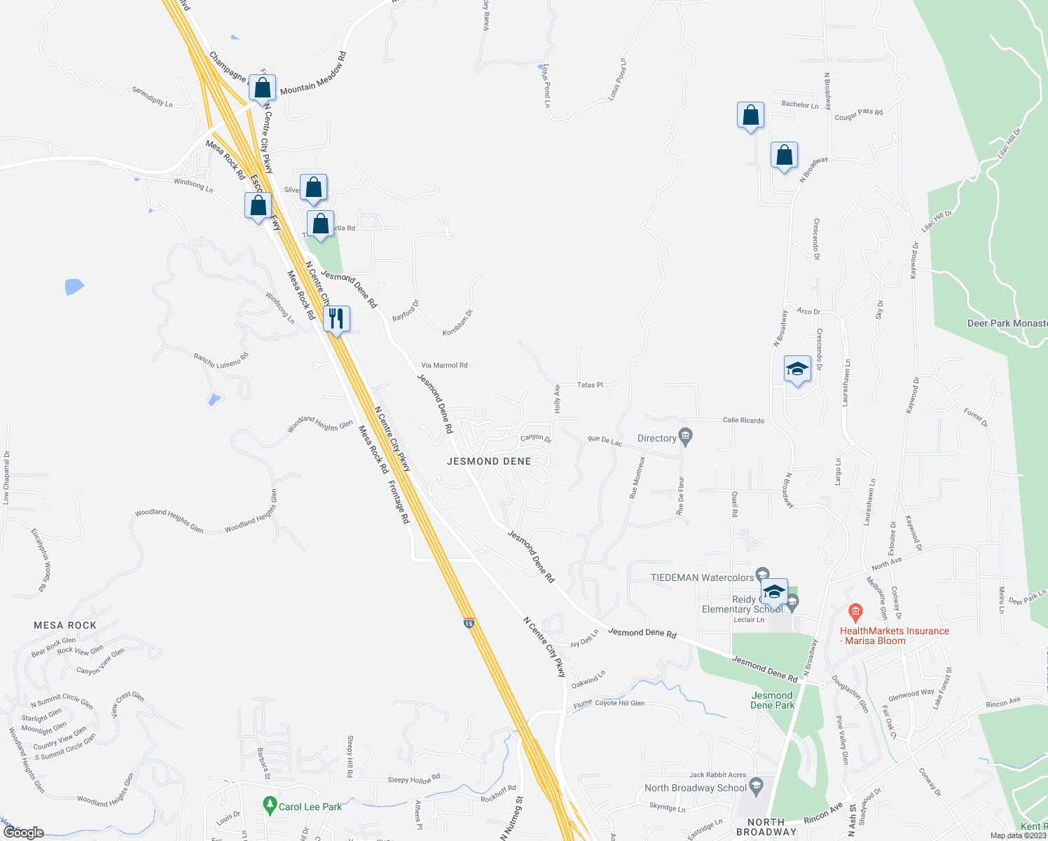 map of restaurants, bars, coffee shops, grocery stores, and more near Welk Highland Lane in Hidden Meadows