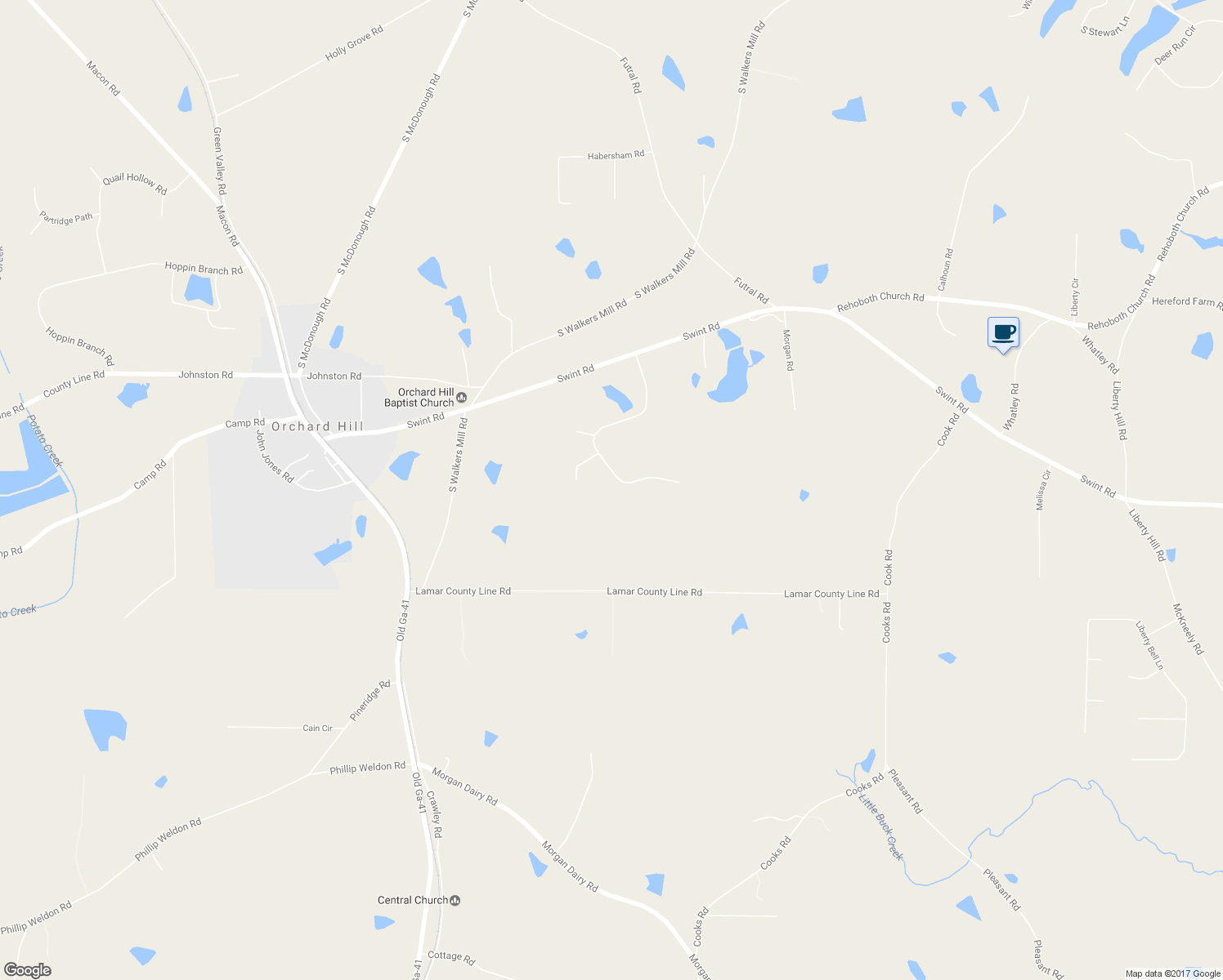 map of restaurants, bars, coffee shops, grocery stores, and more near 80 Green Acres Road in Griffin