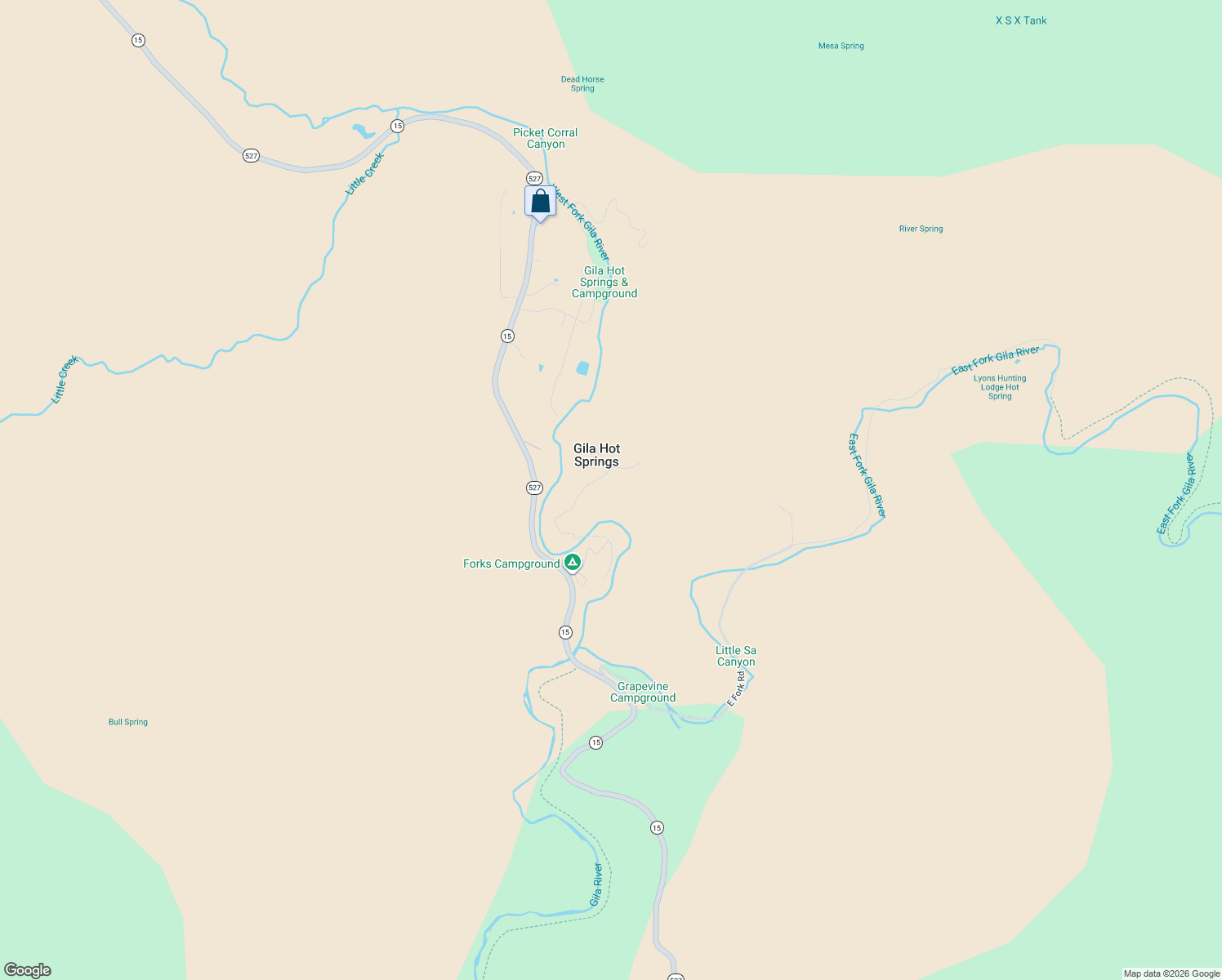 map of restaurants, bars, coffee shops, grocery stores, and more near 28 Gila Mesa Road in Mimbres