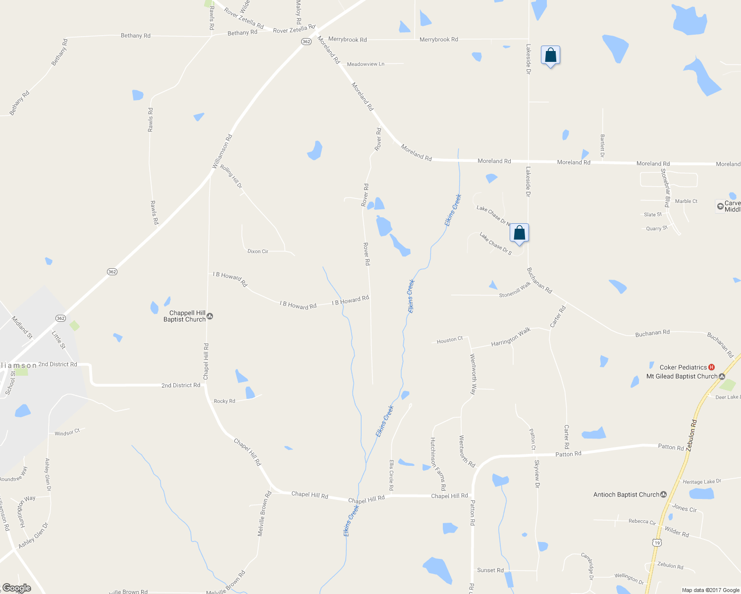 map of restaurants, bars, coffee shops, grocery stores, and more near 276 I B Howard Road in Williamson
