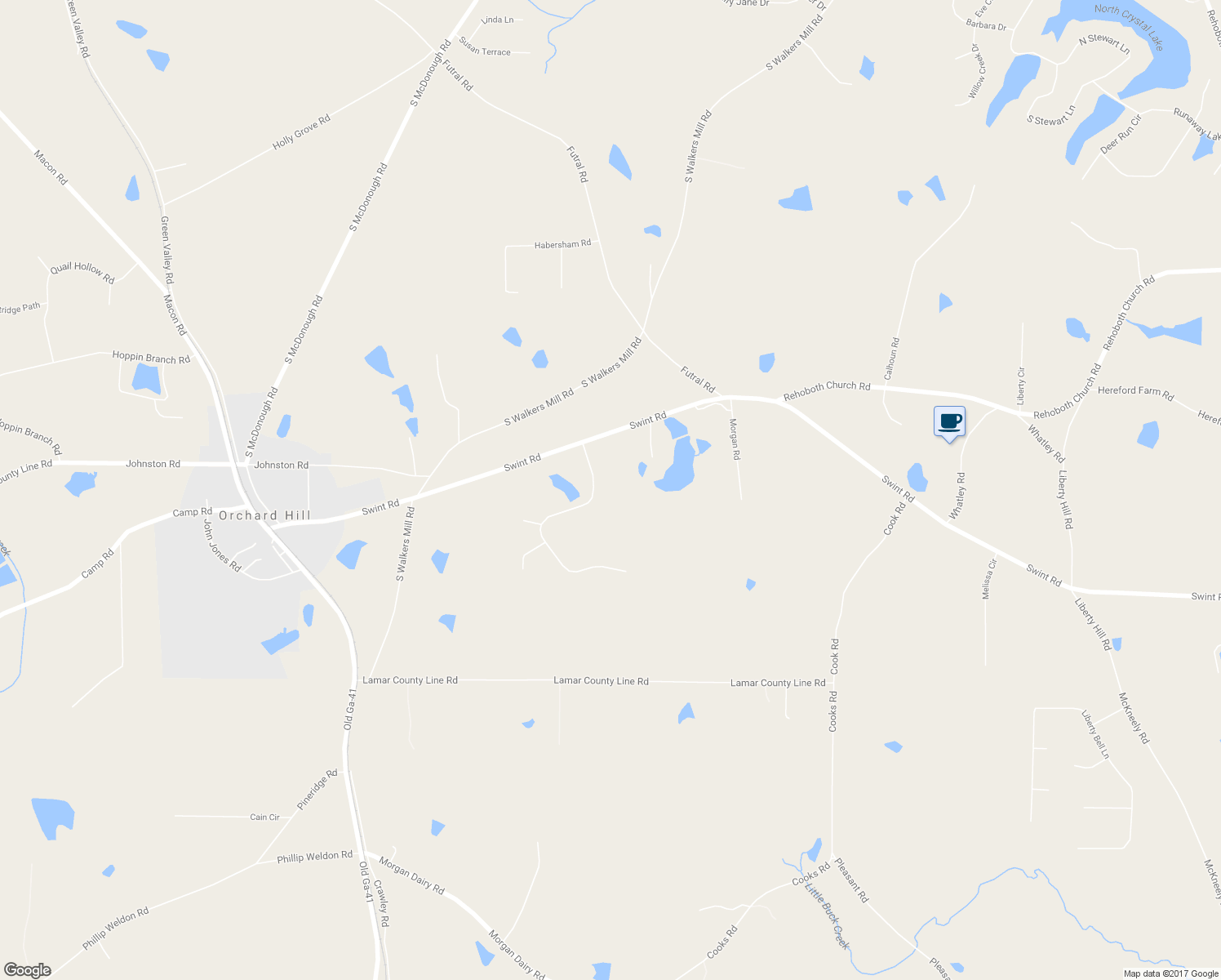 map of restaurants, bars, coffee shops, grocery stores, and more near 35 Green Acres Road in Griffin