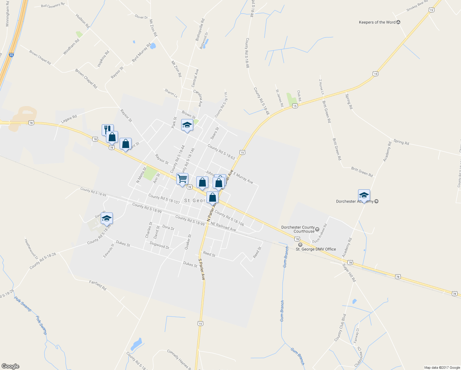 map of restaurants, bars, coffee shops, grocery stores, and more near 408 North Parler Avenue in Saint George