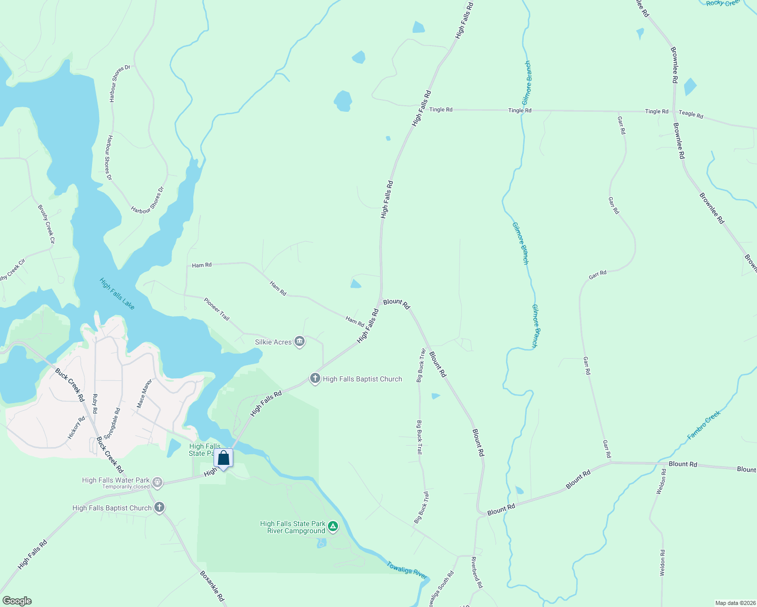 map of restaurants, bars, coffee shops, grocery stores, and more near 4009 High Falls Rd in Jackson