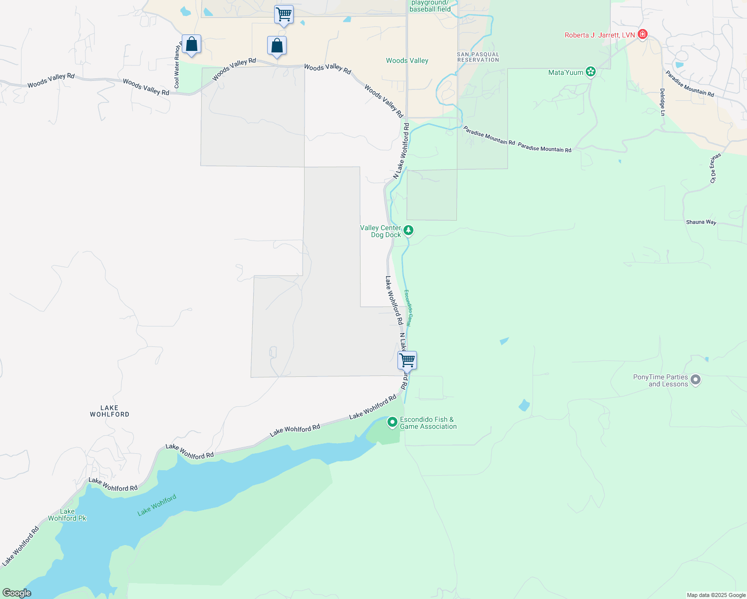 map of restaurants, bars, coffee shops, grocery stores, and more near 26230 North Lake Wohlford Road in Valley Center