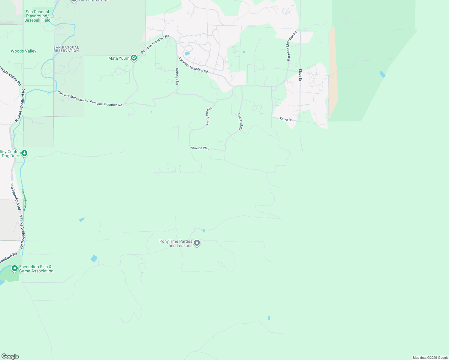 map of restaurants, bars, coffee shops, grocery stores, and more near 26243 Shauna Way in Valley Center
