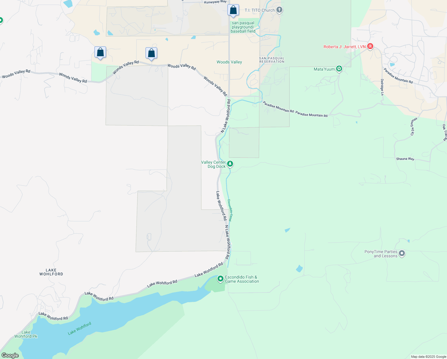 map of restaurants, bars, coffee shops, grocery stores, and more near 26411 North Lake Wohlford Road in Valley Center
