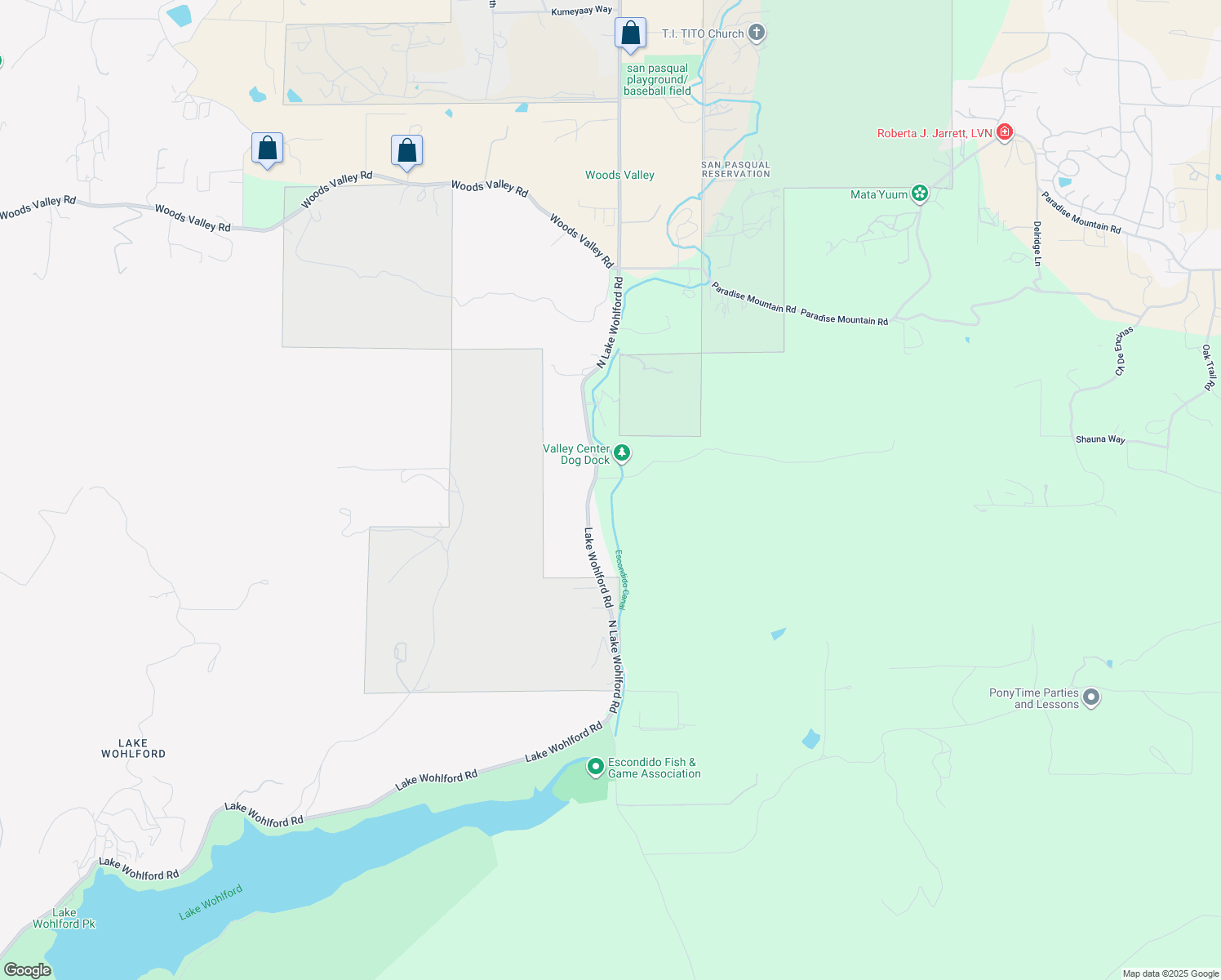 map of restaurants, bars, coffee shops, grocery stores, and more near 26411 North Lake Wohlford Road in Valley Center