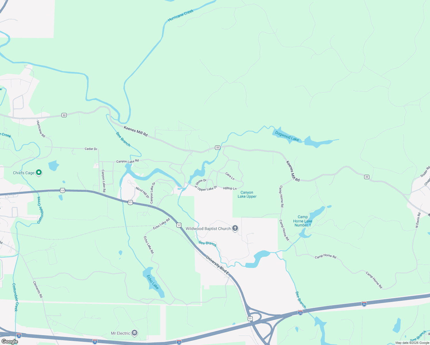 map of restaurants, bars, coffee shops, grocery stores, and more near 1602 Upper Lake Drive in Cottondale