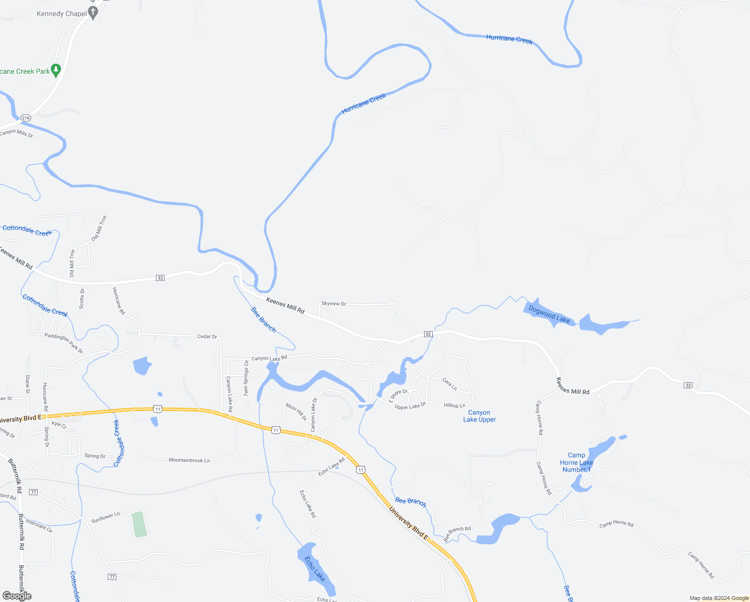 map of restaurants, bars, coffee shops, grocery stores, and more near 9300 Skyview Drive in Cottondale