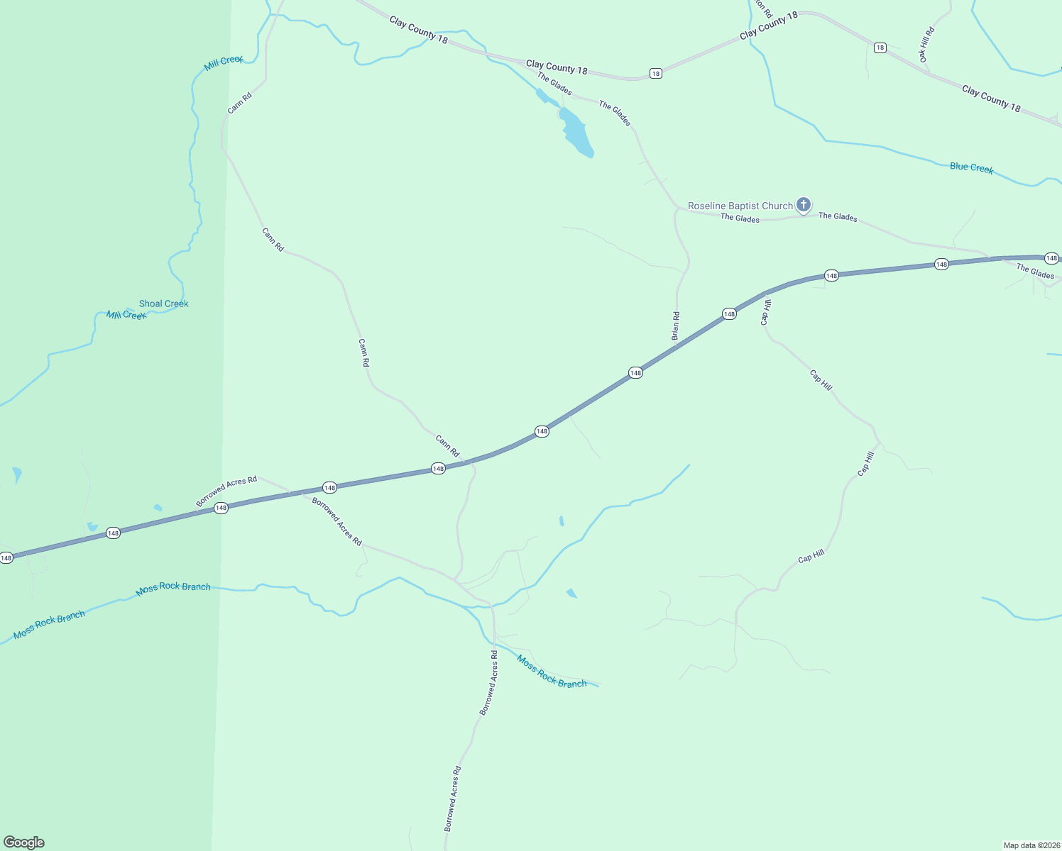 map of restaurants, bars, coffee shops, grocery stores, and more near 15466 Alabama 148 in Talladega