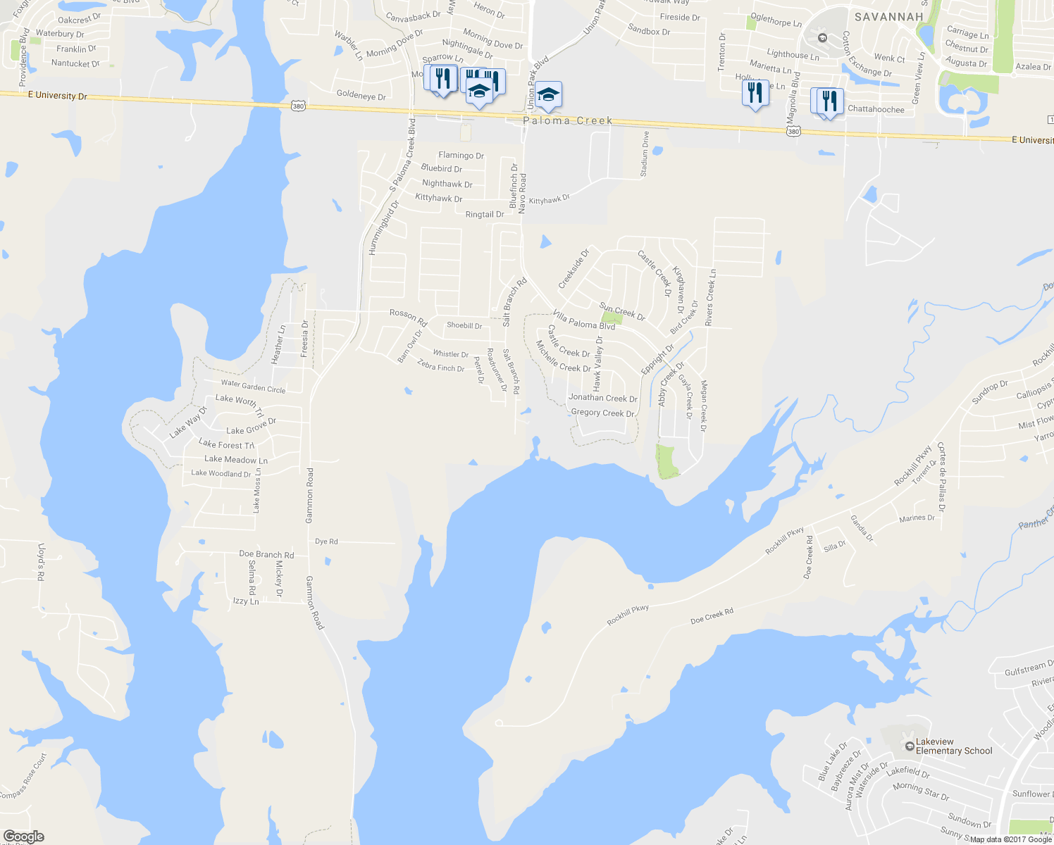 map of restaurants, bars, coffee shops, grocery stores, and more near 1339 Salt Branch Road in Little Elm