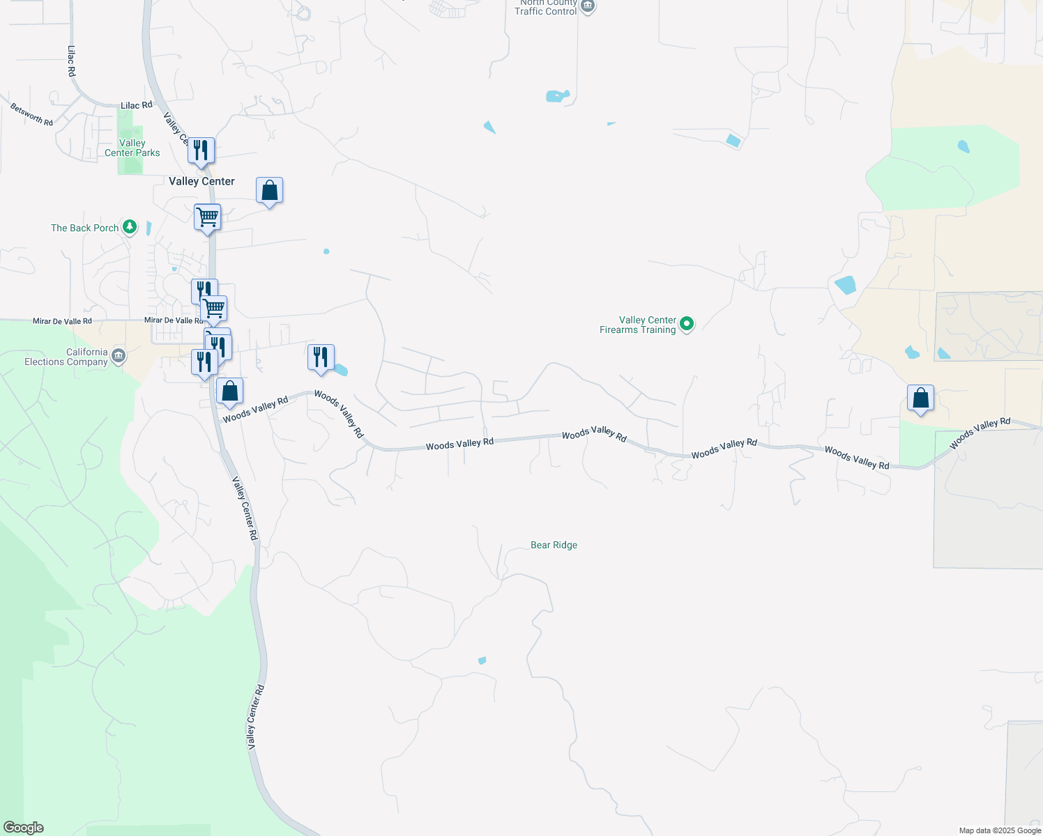 map of restaurants, bars, coffee shops, grocery stores, and more near 14535 Cypress Point Tr in Valley Center