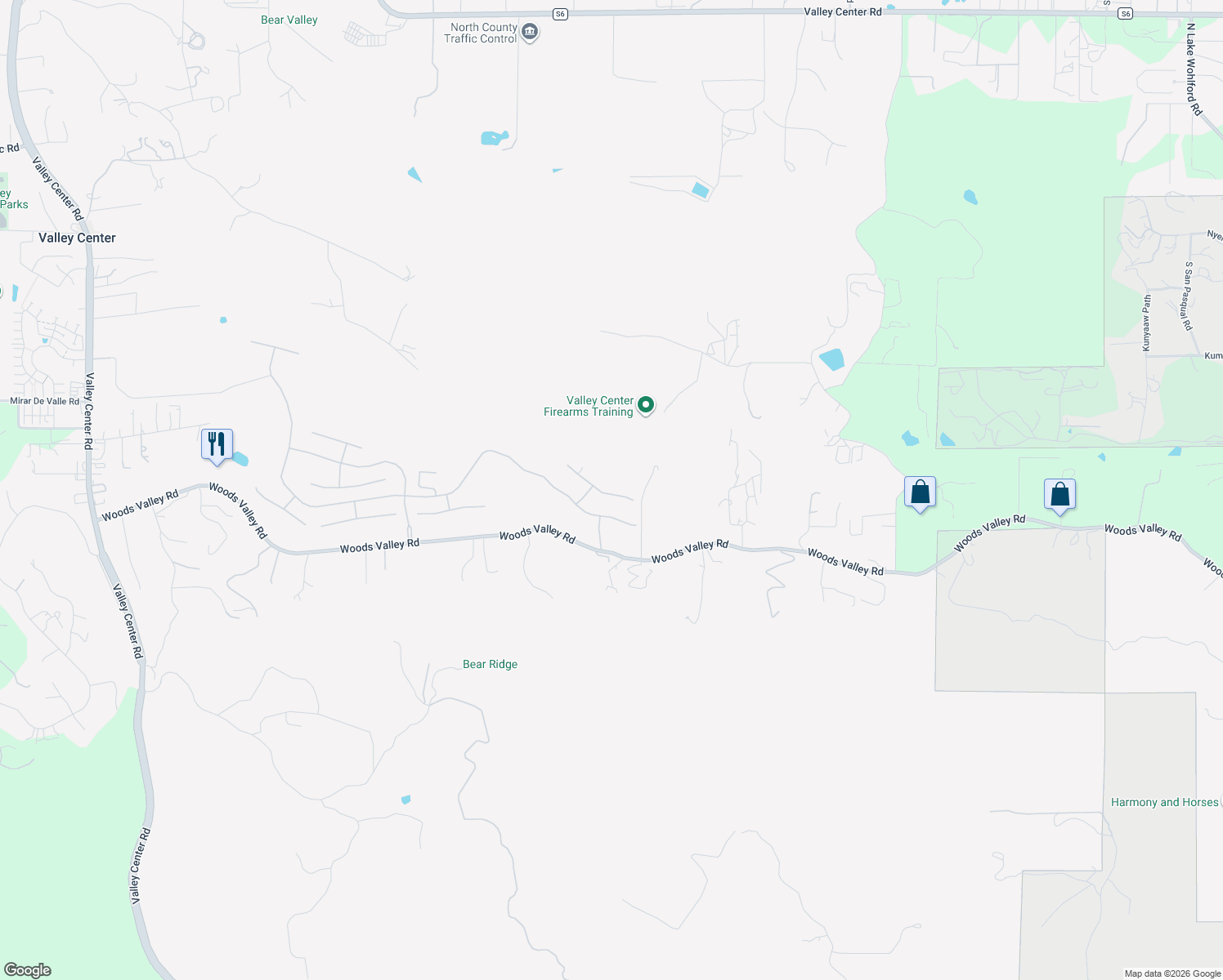 map of restaurants, bars, coffee shops, grocery stores, and more near 14776 Interlachen Terrace in Valley Center