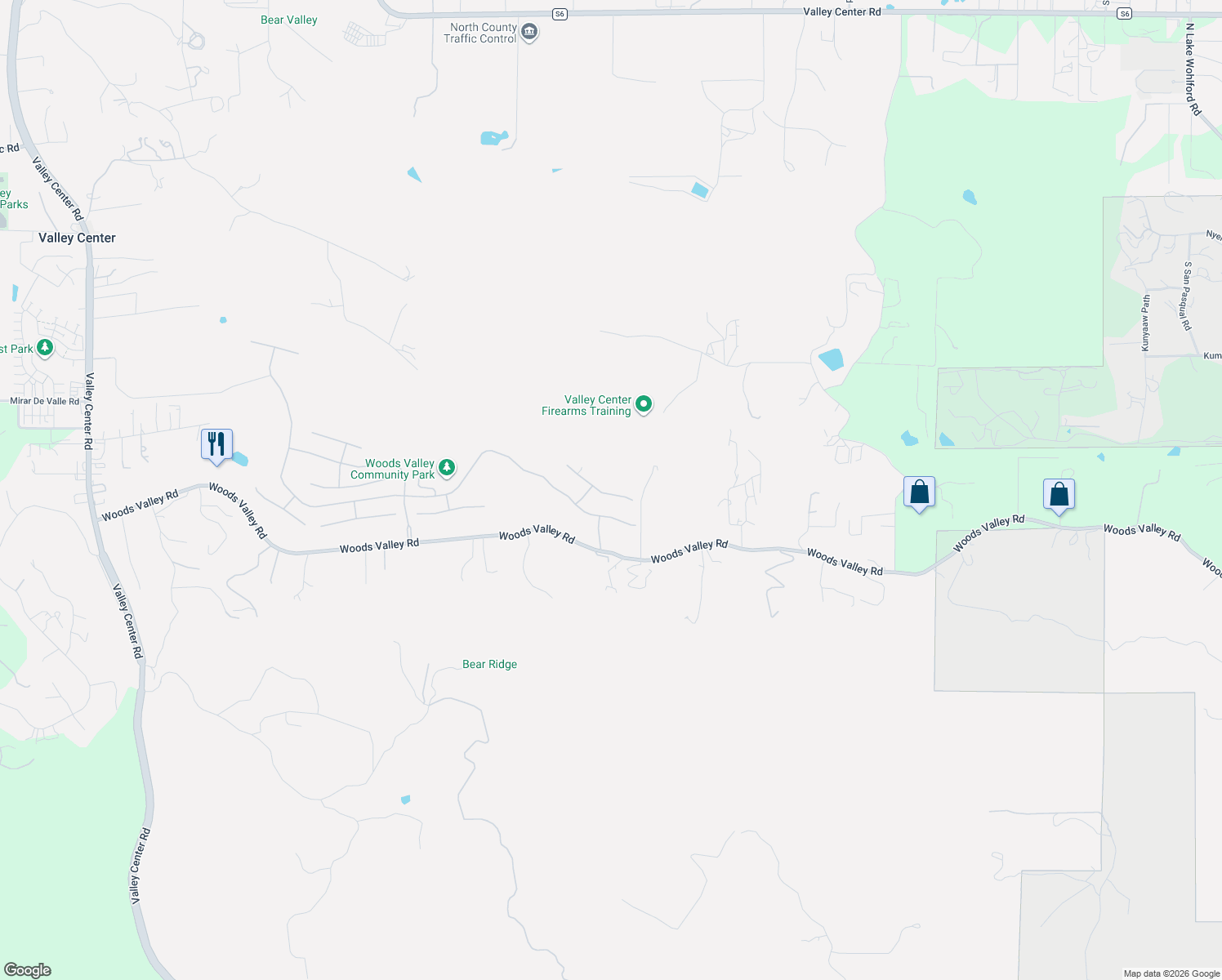 map of restaurants, bars, coffee shops, grocery stores, and more near 14777 Interlachen Terrace in Valley Center