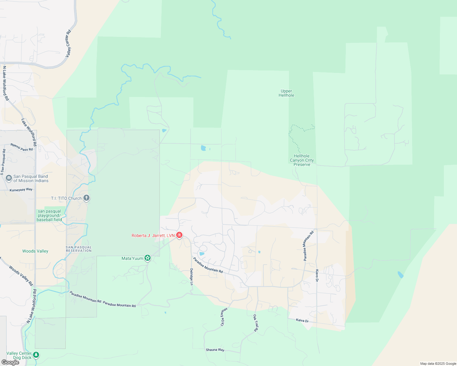 map of restaurants, bars, coffee shops, grocery stores, and more near 18822 Possum Pass in Valley Center