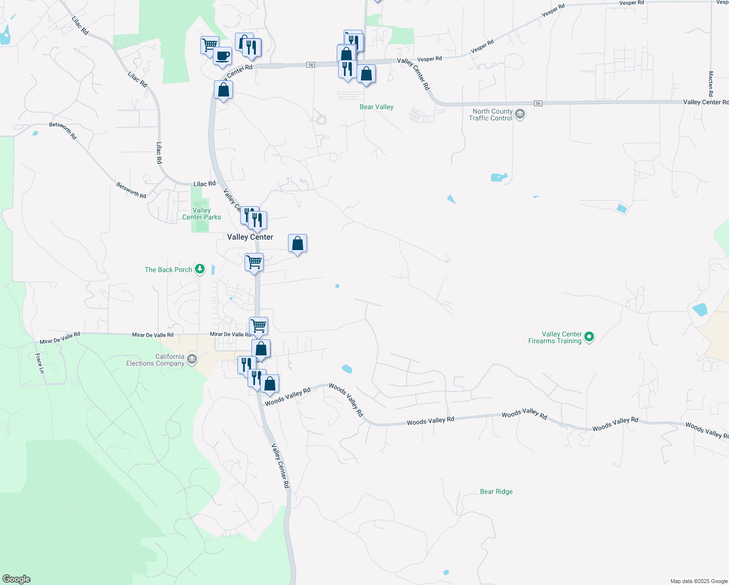 map of restaurants, bars, coffee shops, grocery stores, and more near 14128 Winged Foot Circle in Valley Center
