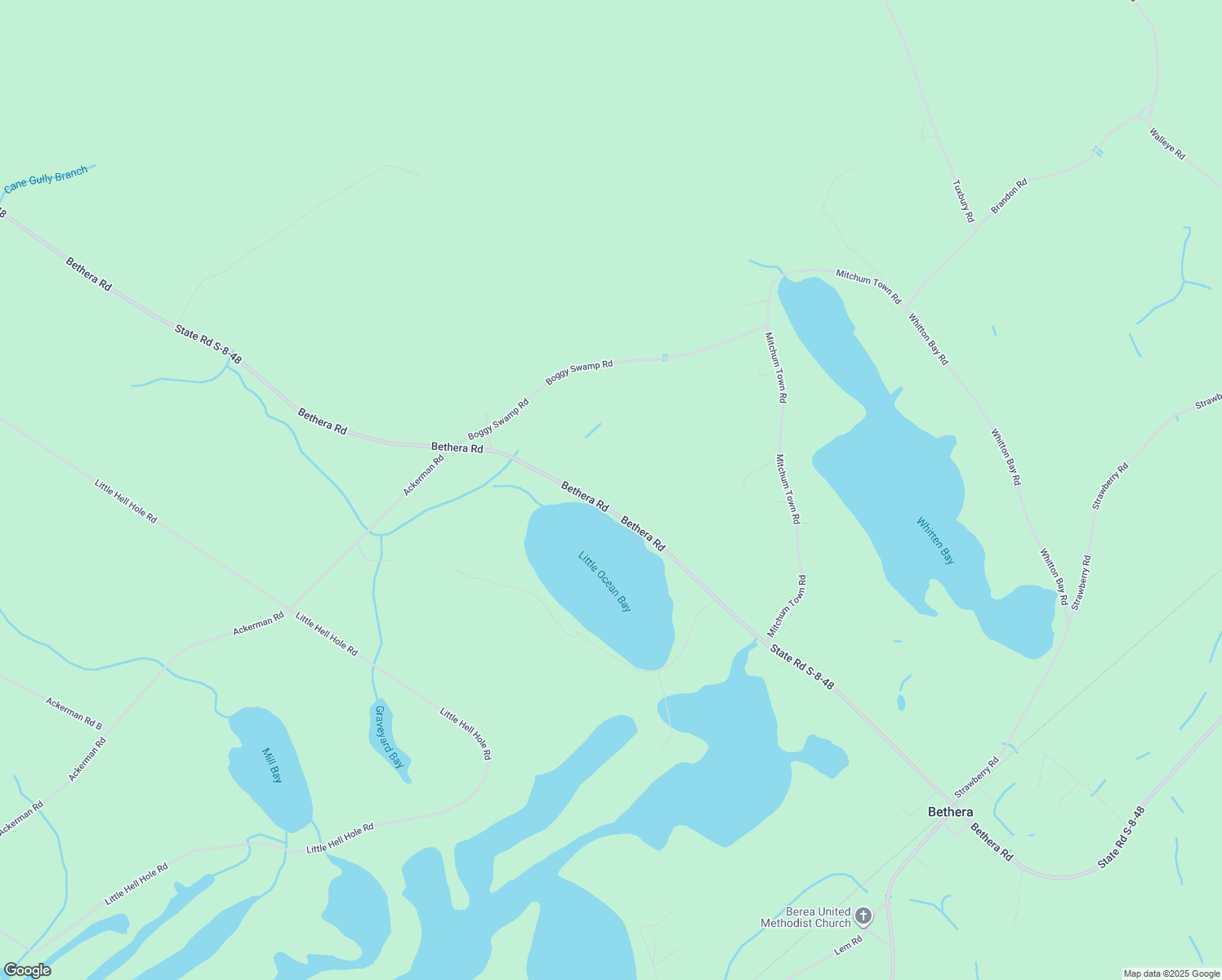 map of restaurants, bars, coffee shops, grocery stores, and more near 2300 Bethera Road in Bonneau