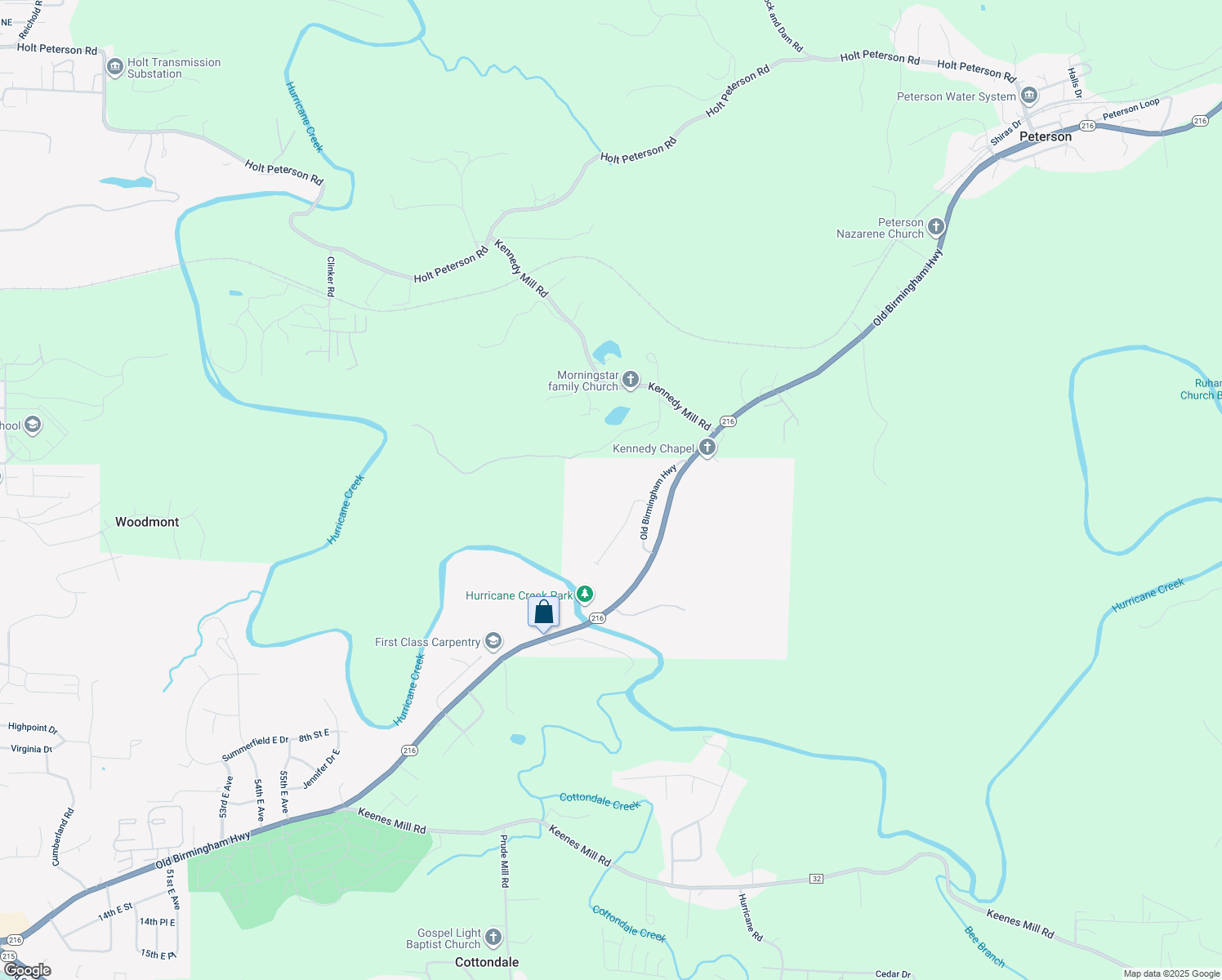 map of restaurants, bars, coffee shops, grocery stores, and more near 7005 Old Birmingham Highway in Tuscaloosa