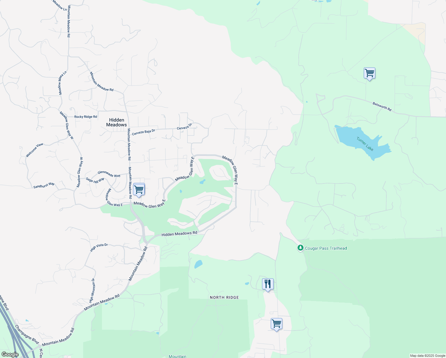 map of restaurants, bars, coffee shops, grocery stores, and more near 10966 Rim Road in Escondido