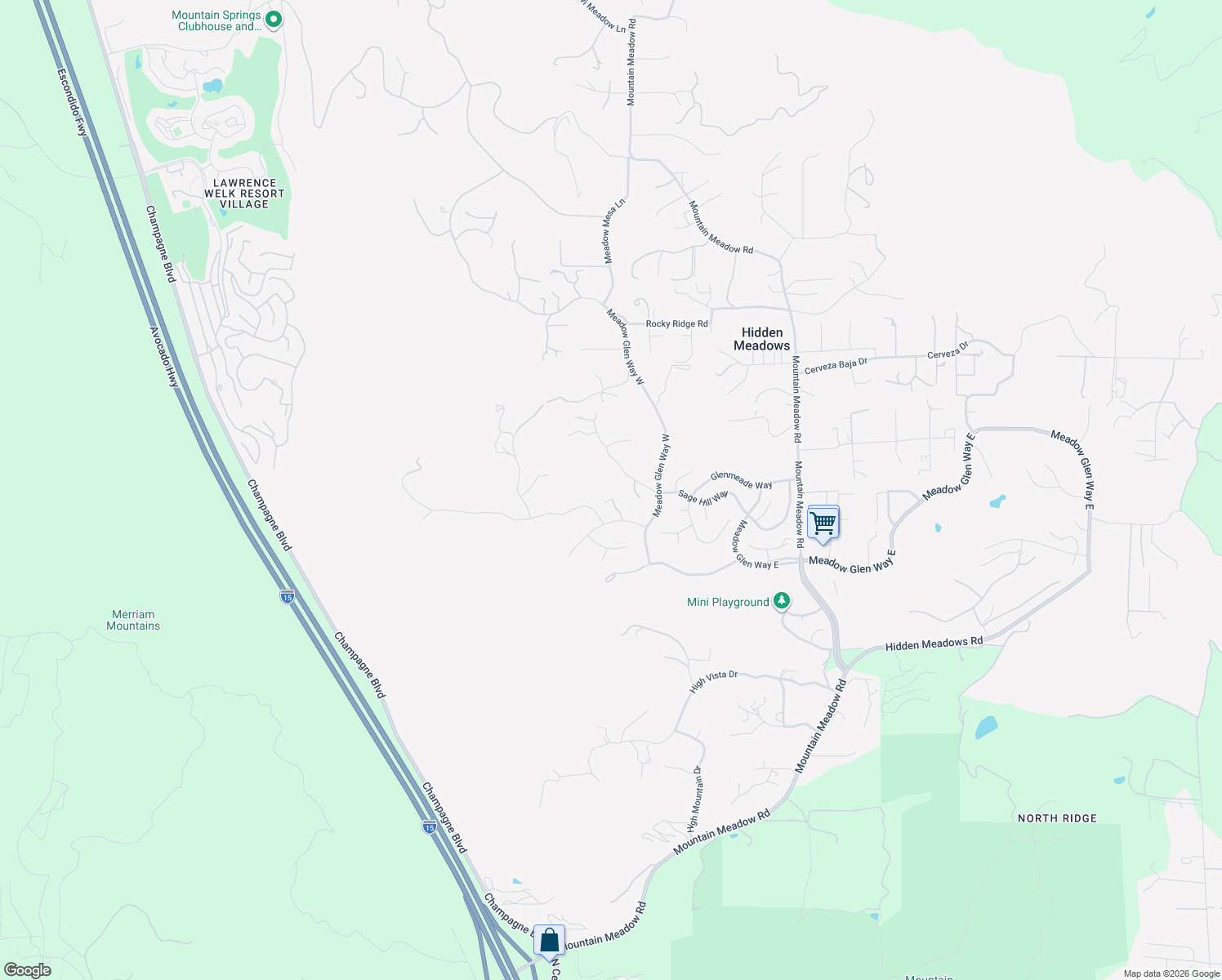 map of restaurants, bars, coffee shops, grocery stores, and more near 28444 Fallen Tree Lane in Escondido