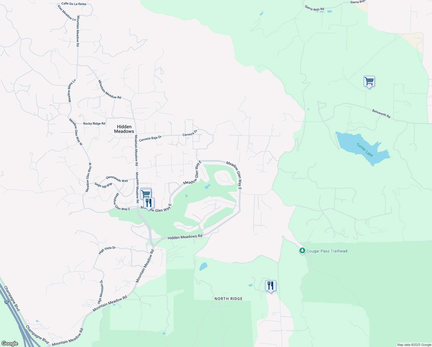 map of restaurants, bars, coffee shops, grocery stores, and more near 10903 Rim Road in Escondido