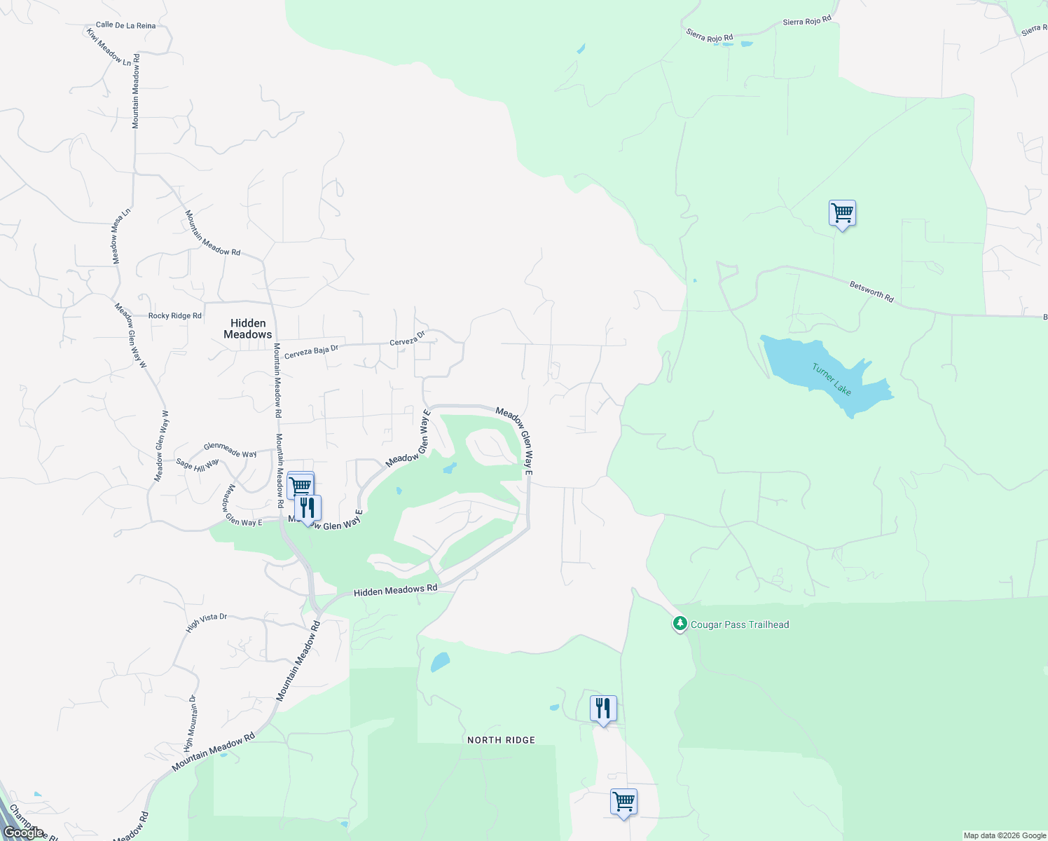 map of restaurants, bars, coffee shops, grocery stores, and more near 11000 Meadow Glen Way East in Escondido