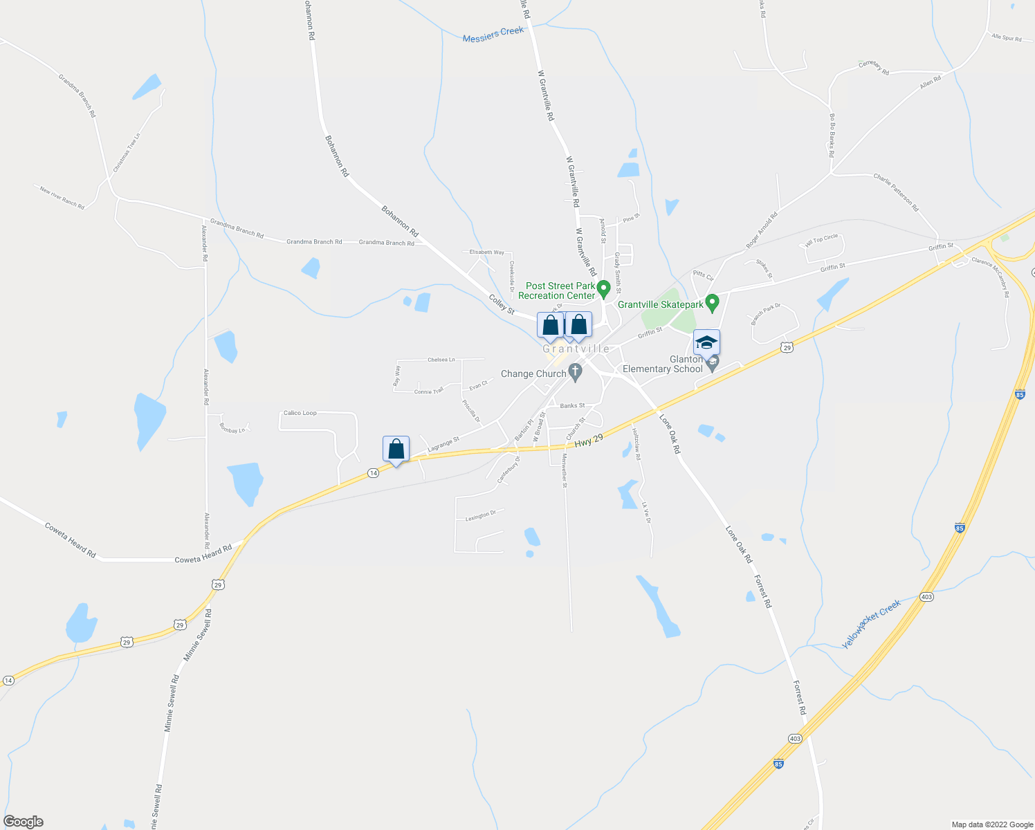 map of restaurants, bars, coffee shops, grocery stores, and more near 190 Lagrange Street in Grantville