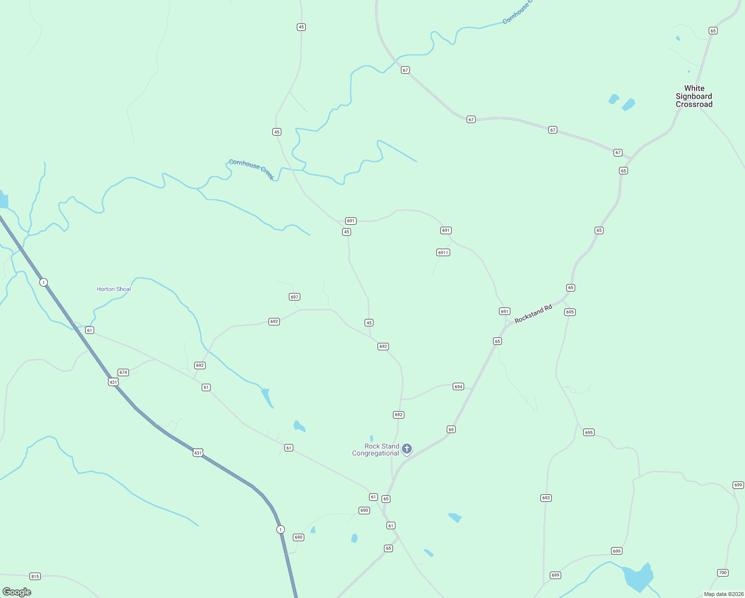map of restaurants, bars, coffee shops, grocery stores, and more near County Road 45 in Roanoke