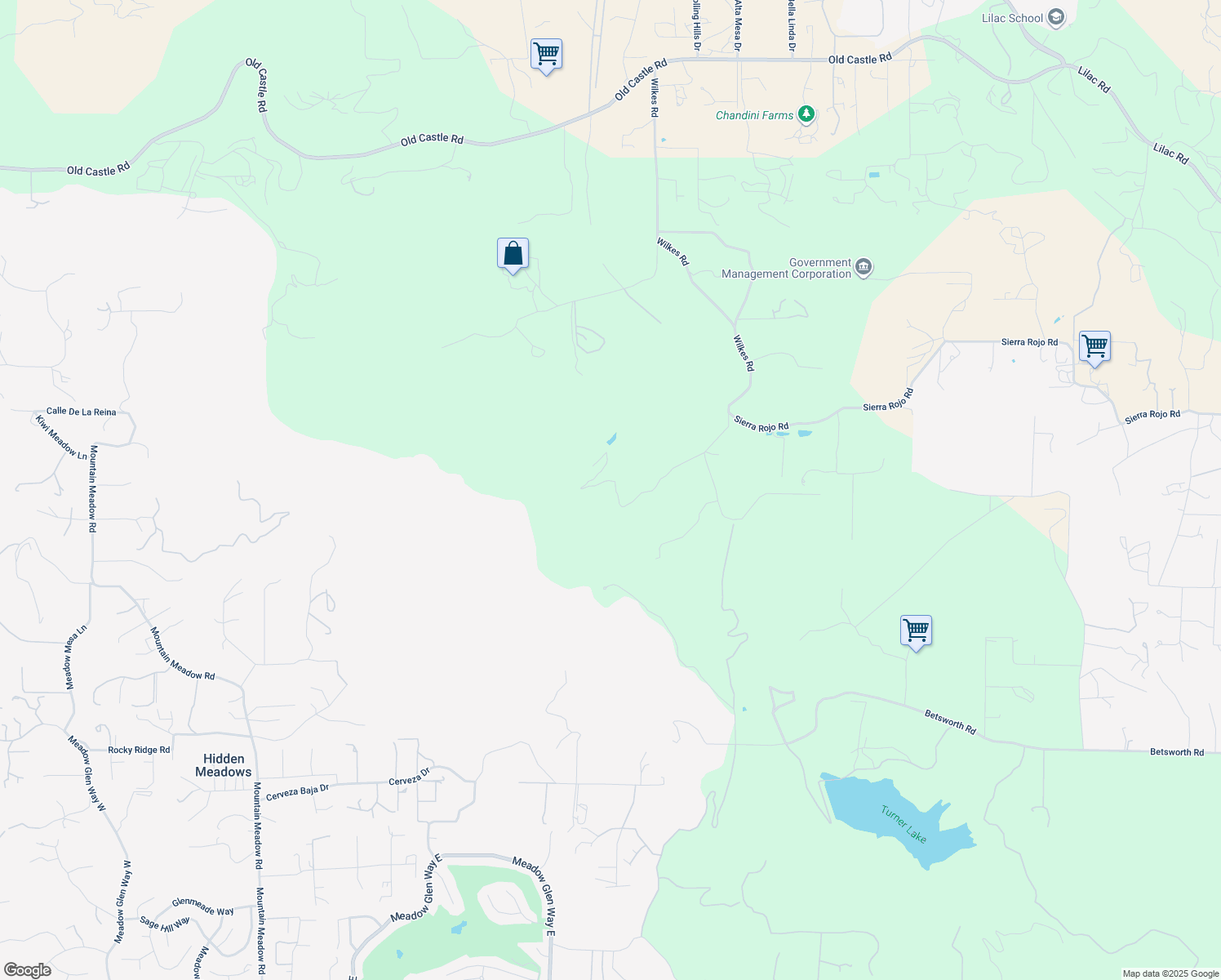map of restaurants, bars, coffee shops, grocery stores, and more near 28986 Wilkes Road in Valley Center