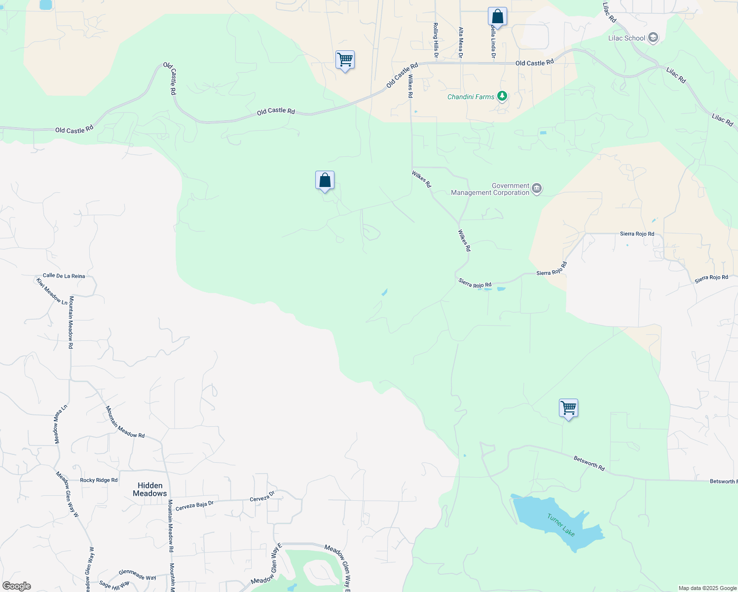 map of restaurants, bars, coffee shops, grocery stores, and more near 28986 Wilkes Road in Valley Center