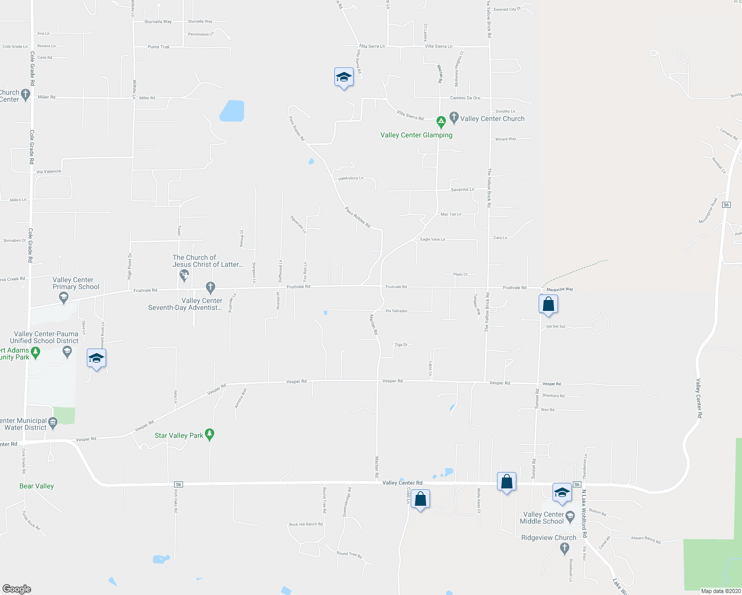 map of restaurants, bars, coffee shops, grocery stores, and more near 15533 Fruitvale Road in Valley Center