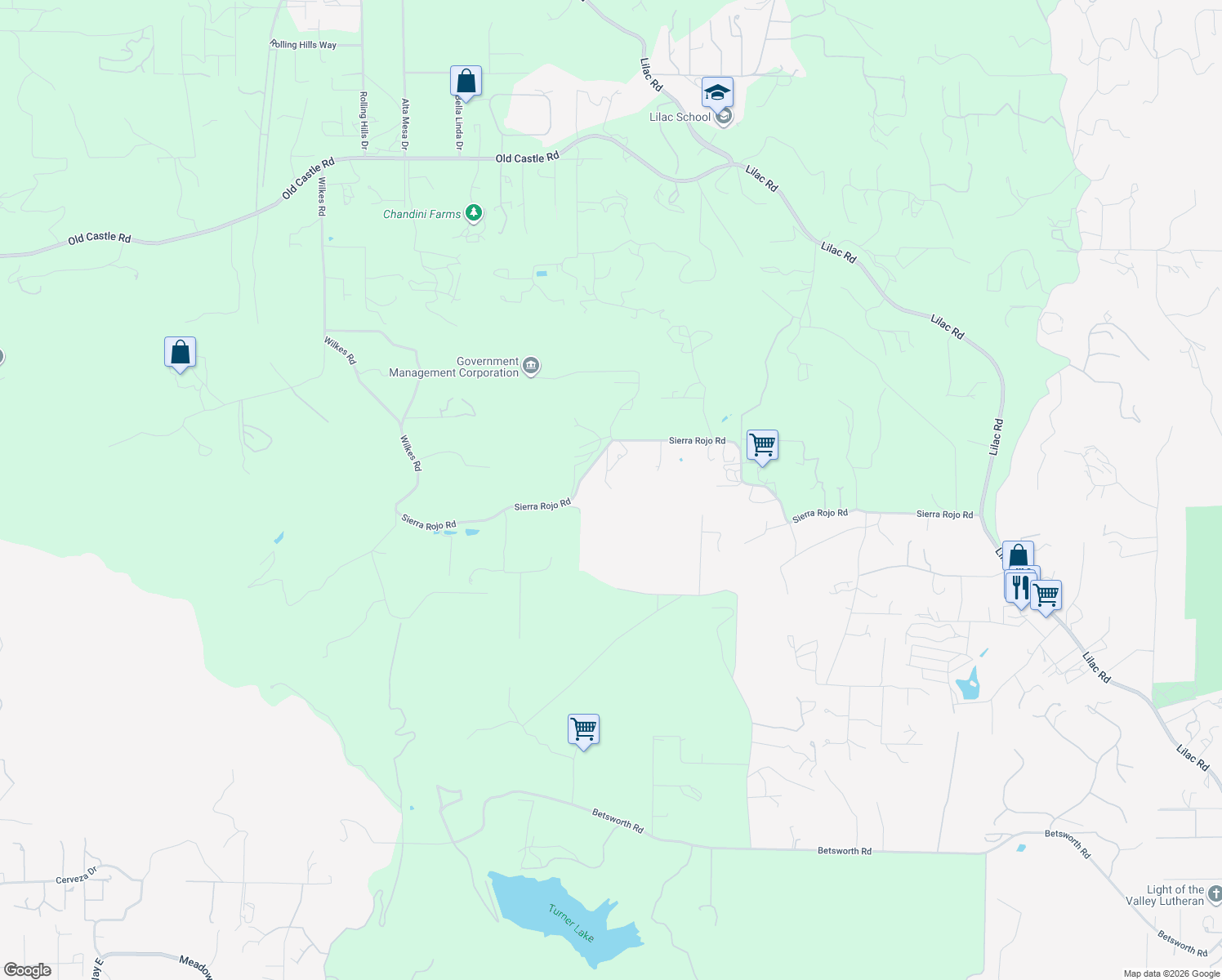 map of restaurants, bars, coffee shops, grocery stores, and more near 11905 Sierra Rojo Road in Valley Center