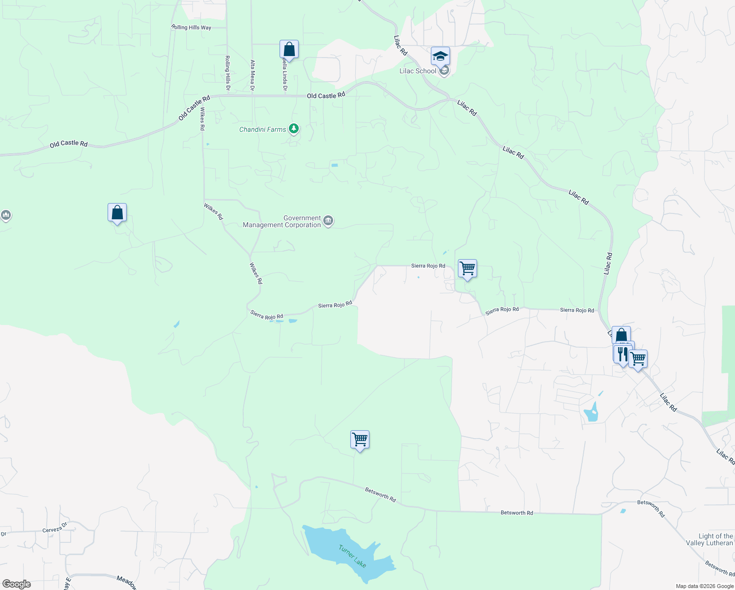map of restaurants, bars, coffee shops, grocery stores, and more near 11905 Sierra Rojo Road in Valley Center