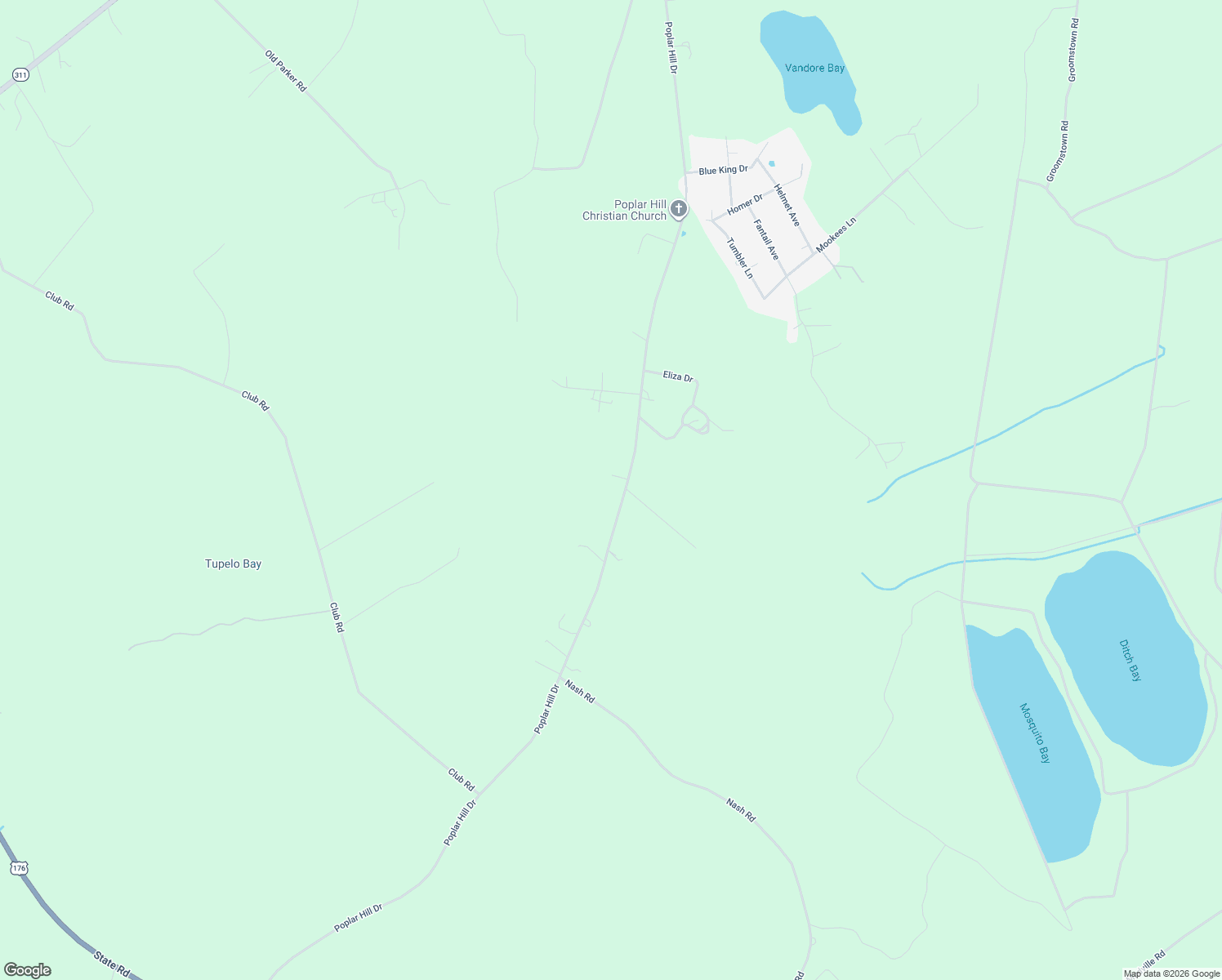 map of restaurants, bars, coffee shops, grocery stores, and more near 1441 Poplar Hill Drive in Ridgeville