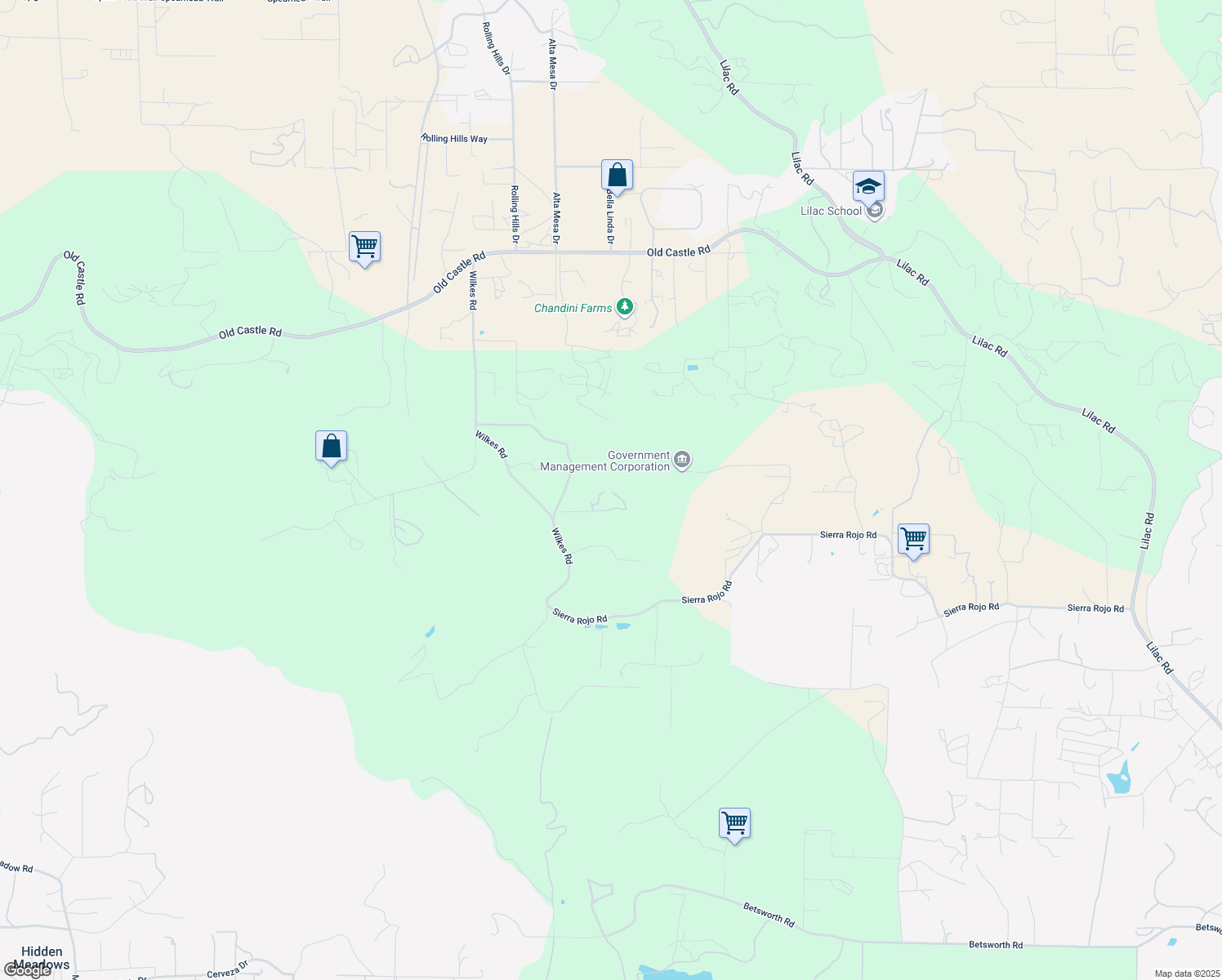 map of restaurants, bars, coffee shops, grocery stores, and more near 29345 Wilkes Road in Valley Center