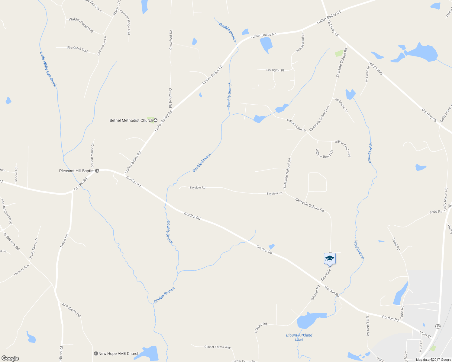 map of restaurants, bars, coffee shops, grocery stores, and more near 83 Skyview Road in Senoia