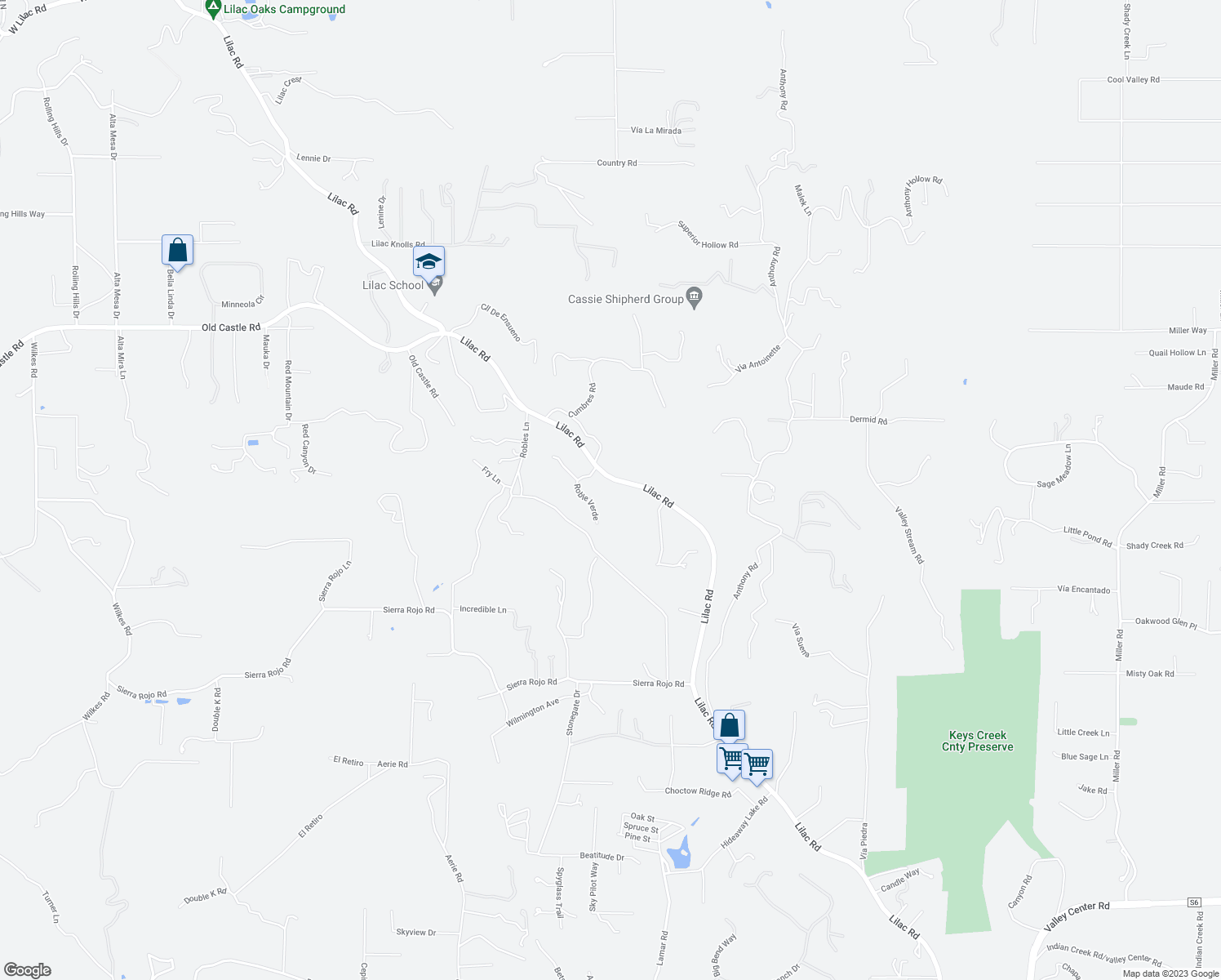 map of restaurants, bars, coffee shops, grocery stores, and more near 29747 Robles Lane in Valley Center