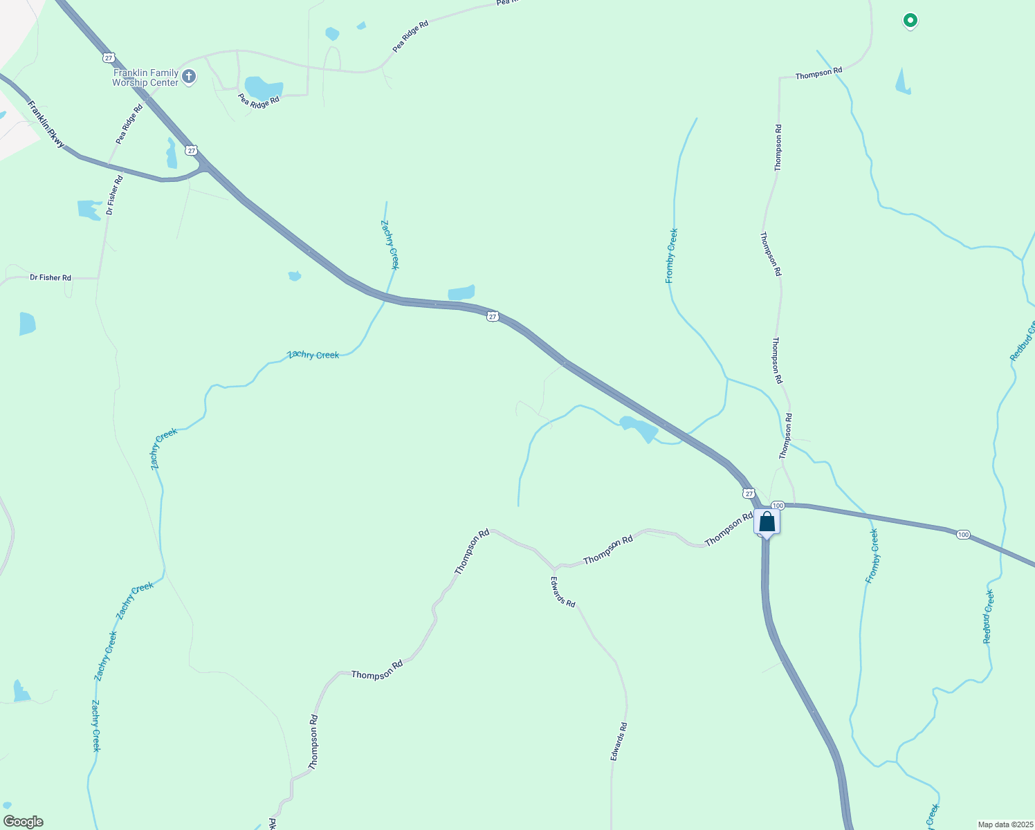 map of restaurants, bars, coffee shops, grocery stores, and more near 200 Byrd Road in Franklin