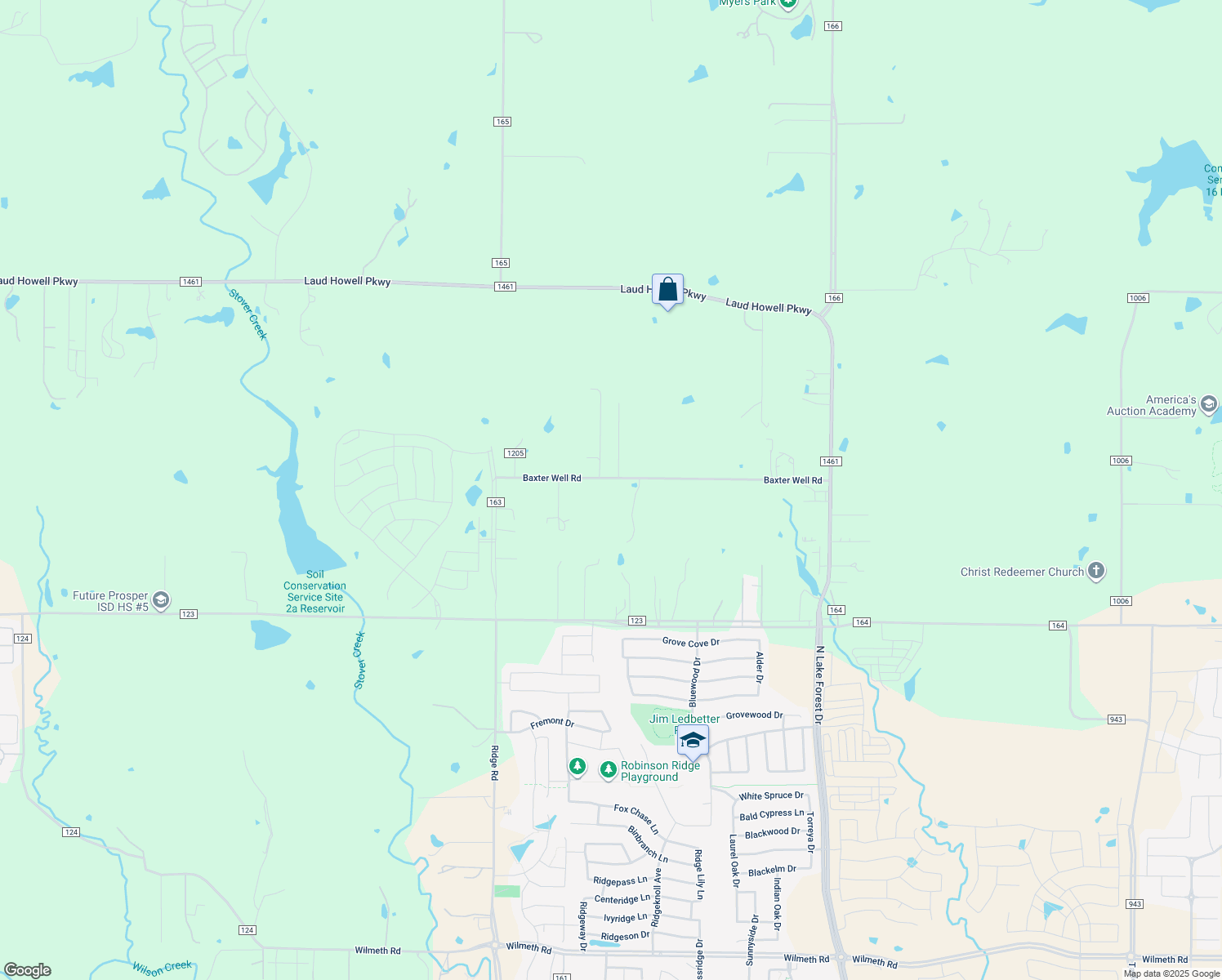 map of restaurants, bars, coffee shops, grocery stores, and more near 5713 Baxter Well Road in McKinney