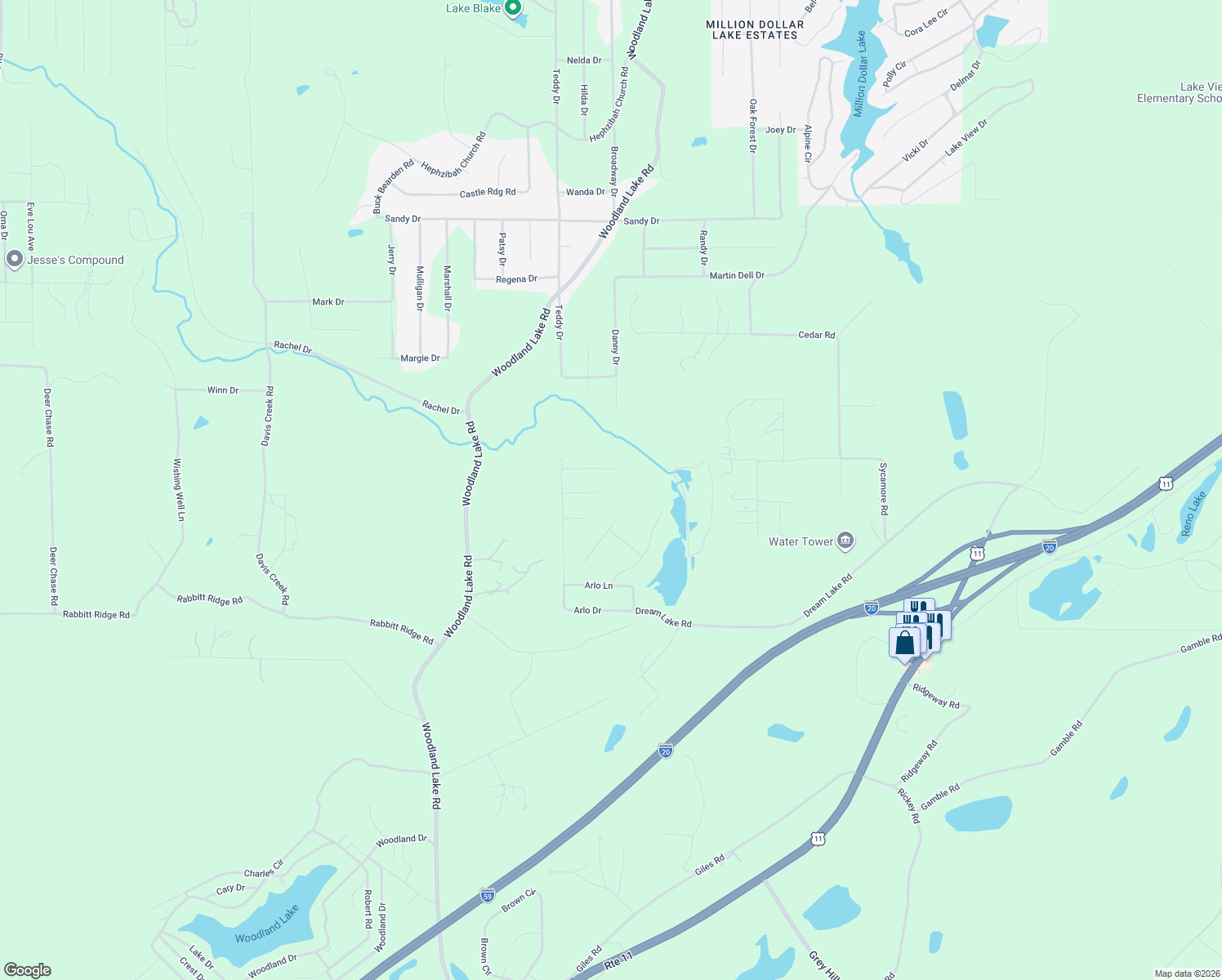map of restaurants, bars, coffee shops, grocery stores, and more near 20479 Arlo Drive in McCalla
